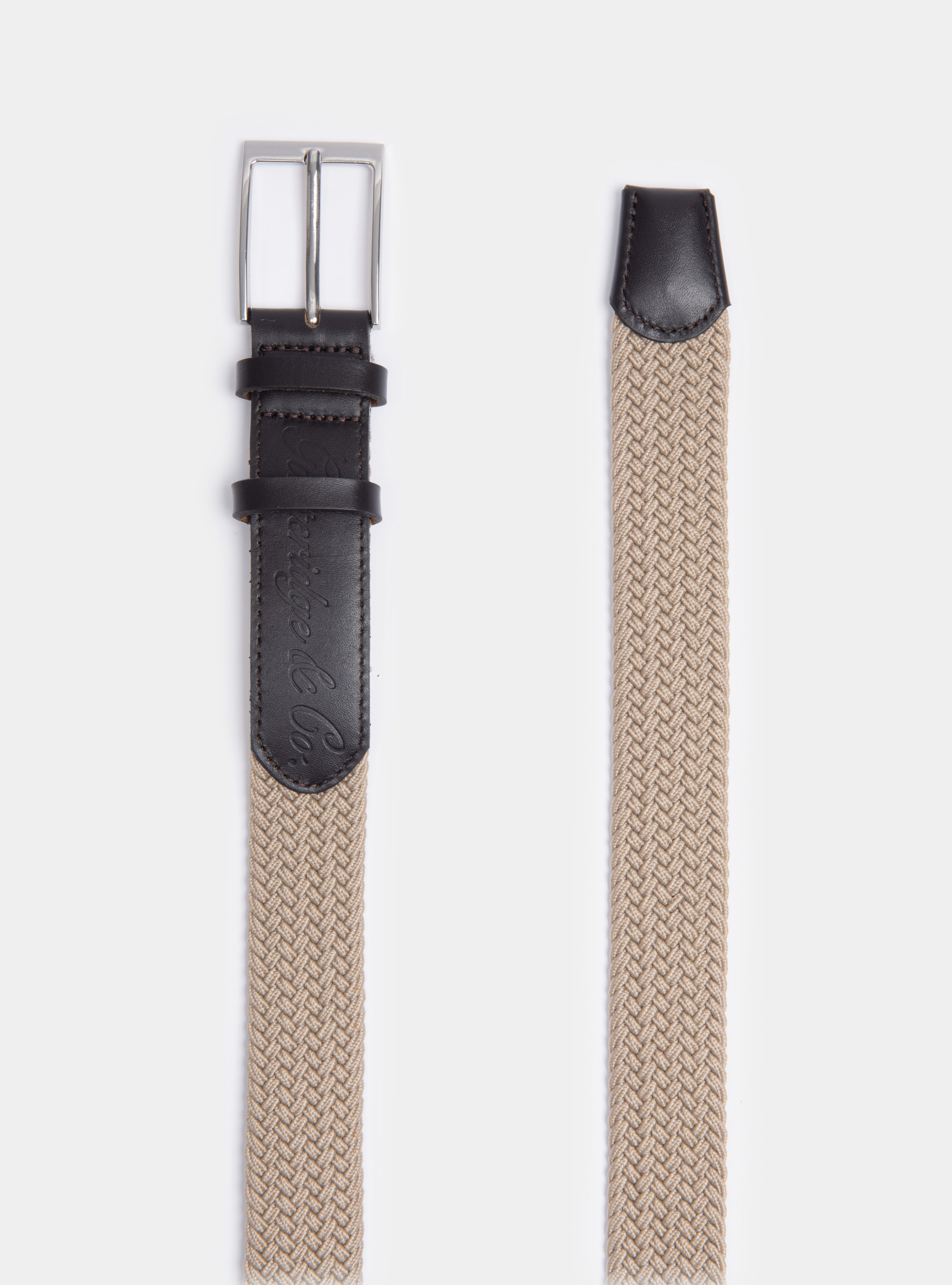 Elasticised braided belt, ECRU