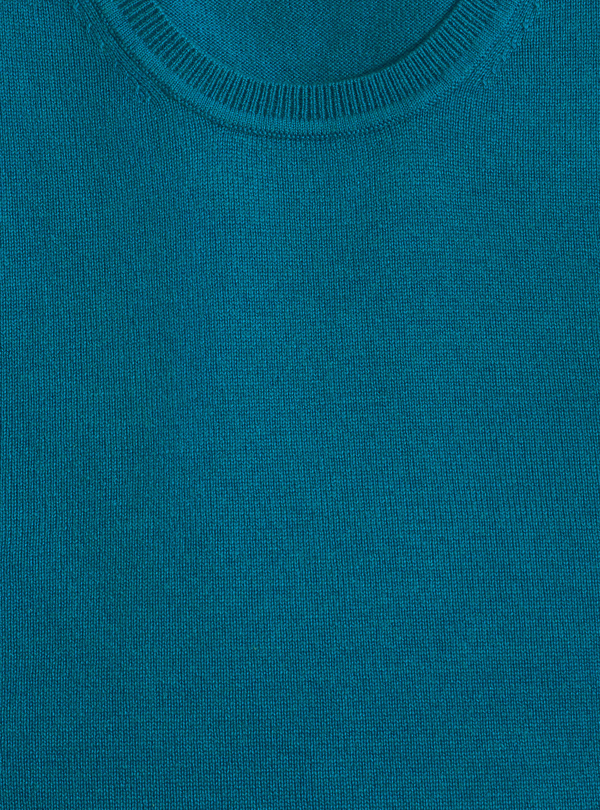 Maglia girocollo in lana lambswool e cashmere, TURCHESE 0258C
