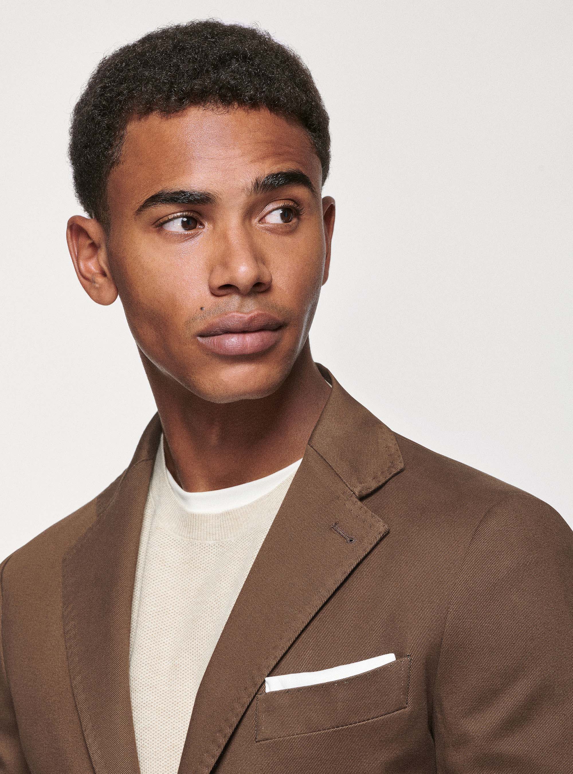 Frosted cotton blazer, BROWN