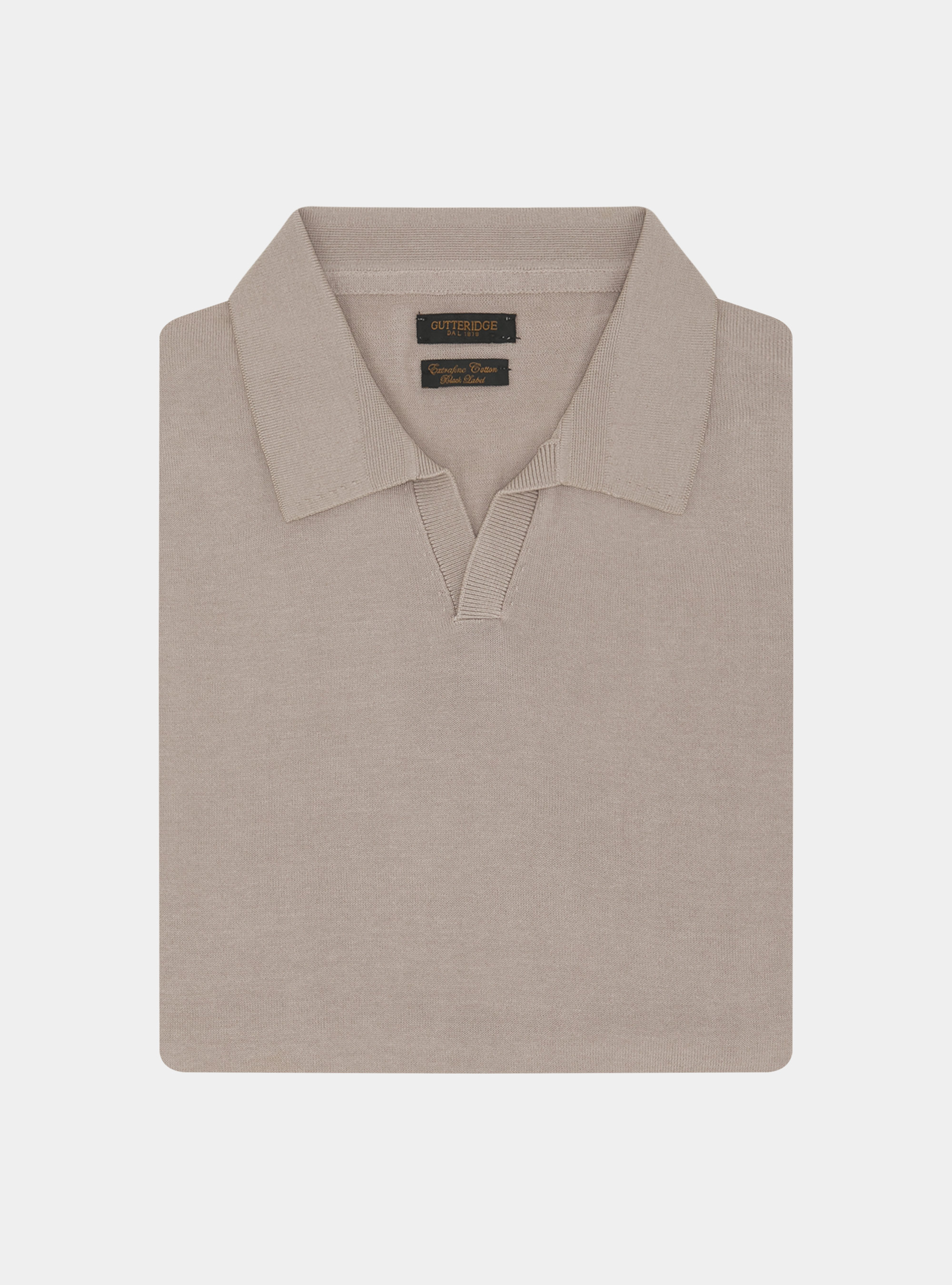 Polo en tricot de coton extra-fin, SABLE