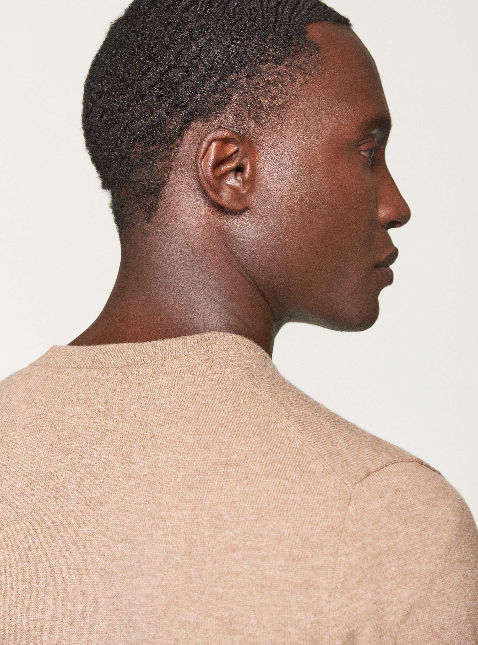 Maglia girocollo in lana lambswool e cashmere, ECRU