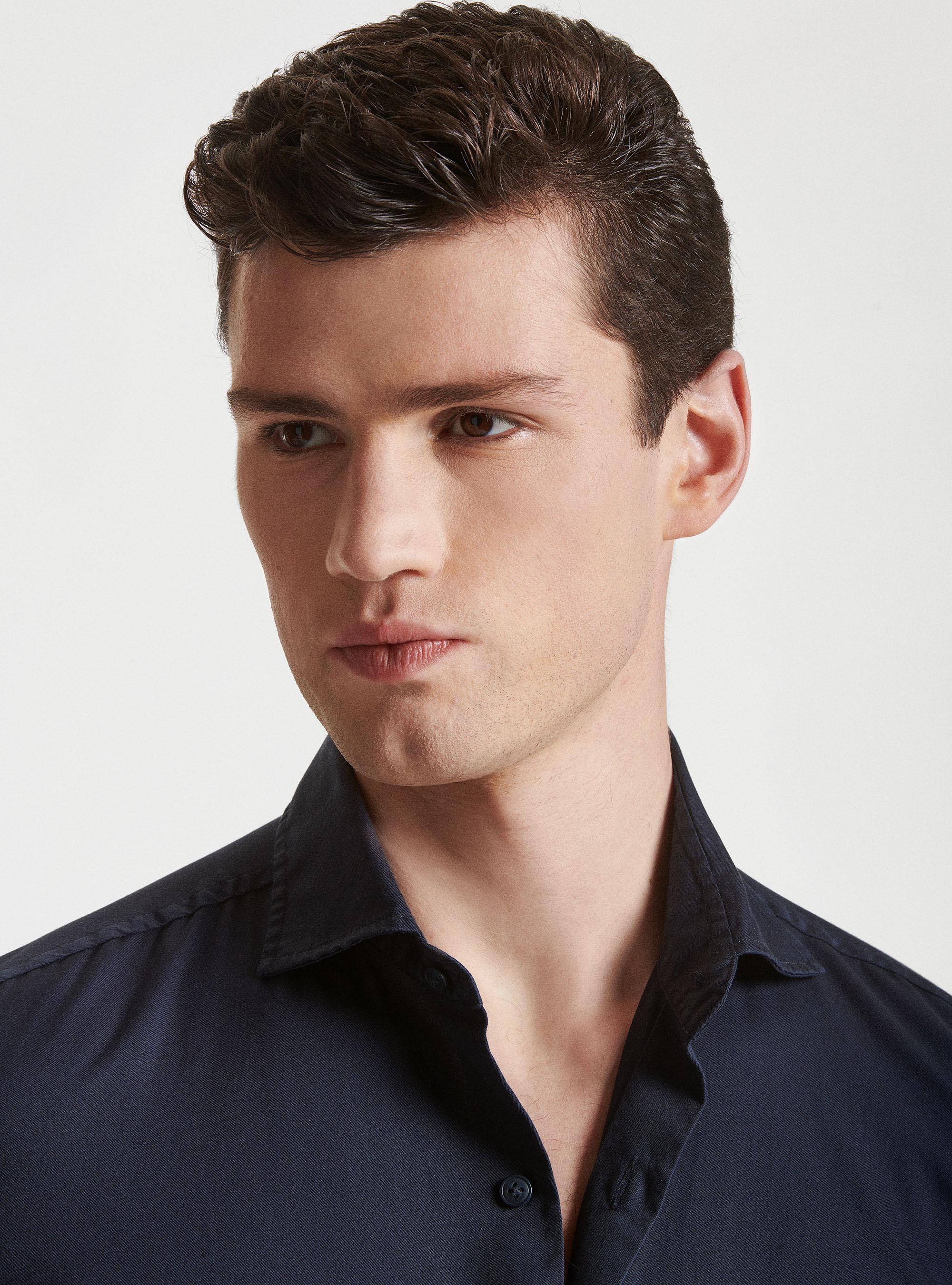Camicia in cotone tinto in capo, BLU NAVY