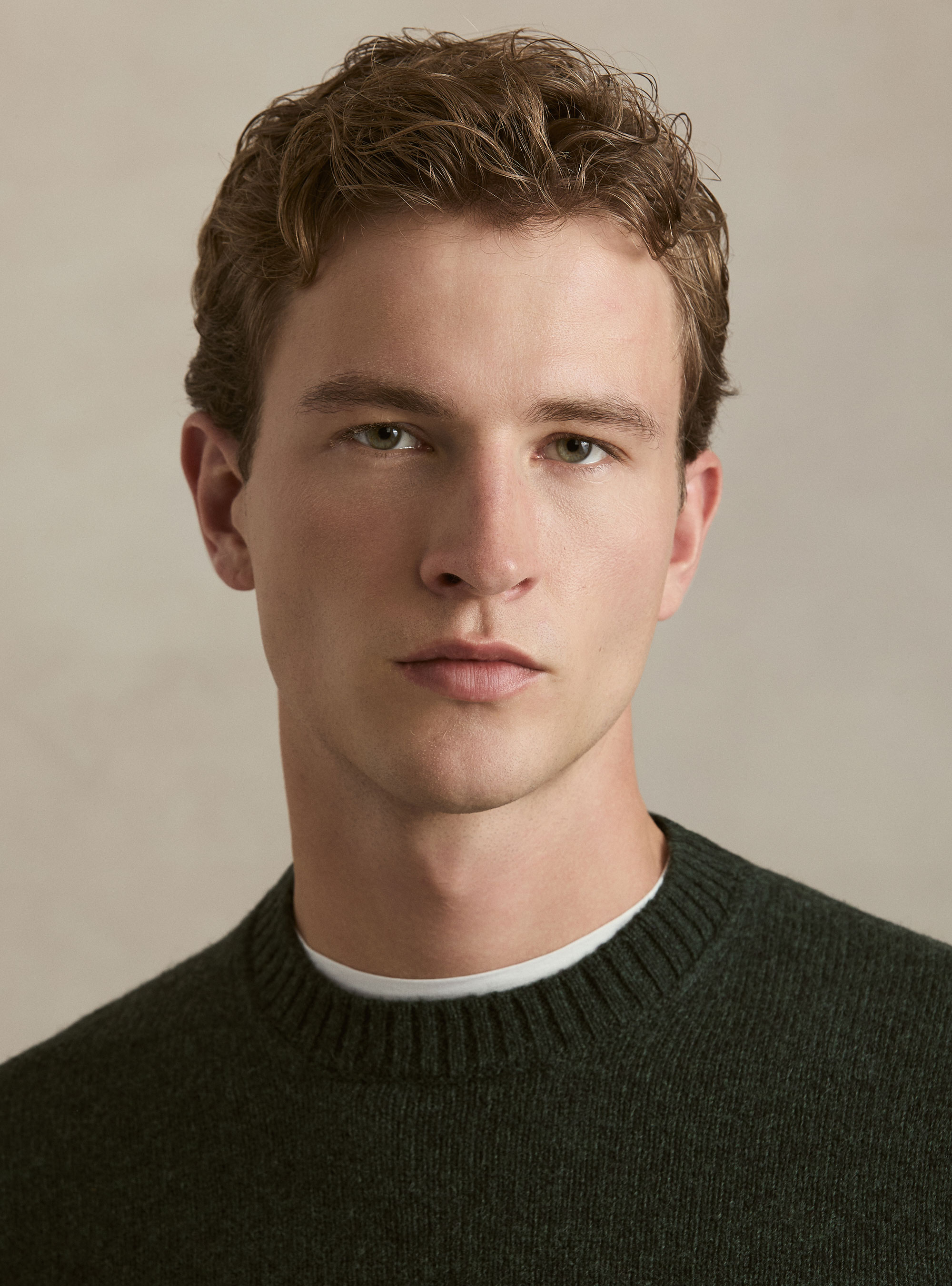 Pure Shetland wool crewneck sweater, GREEN