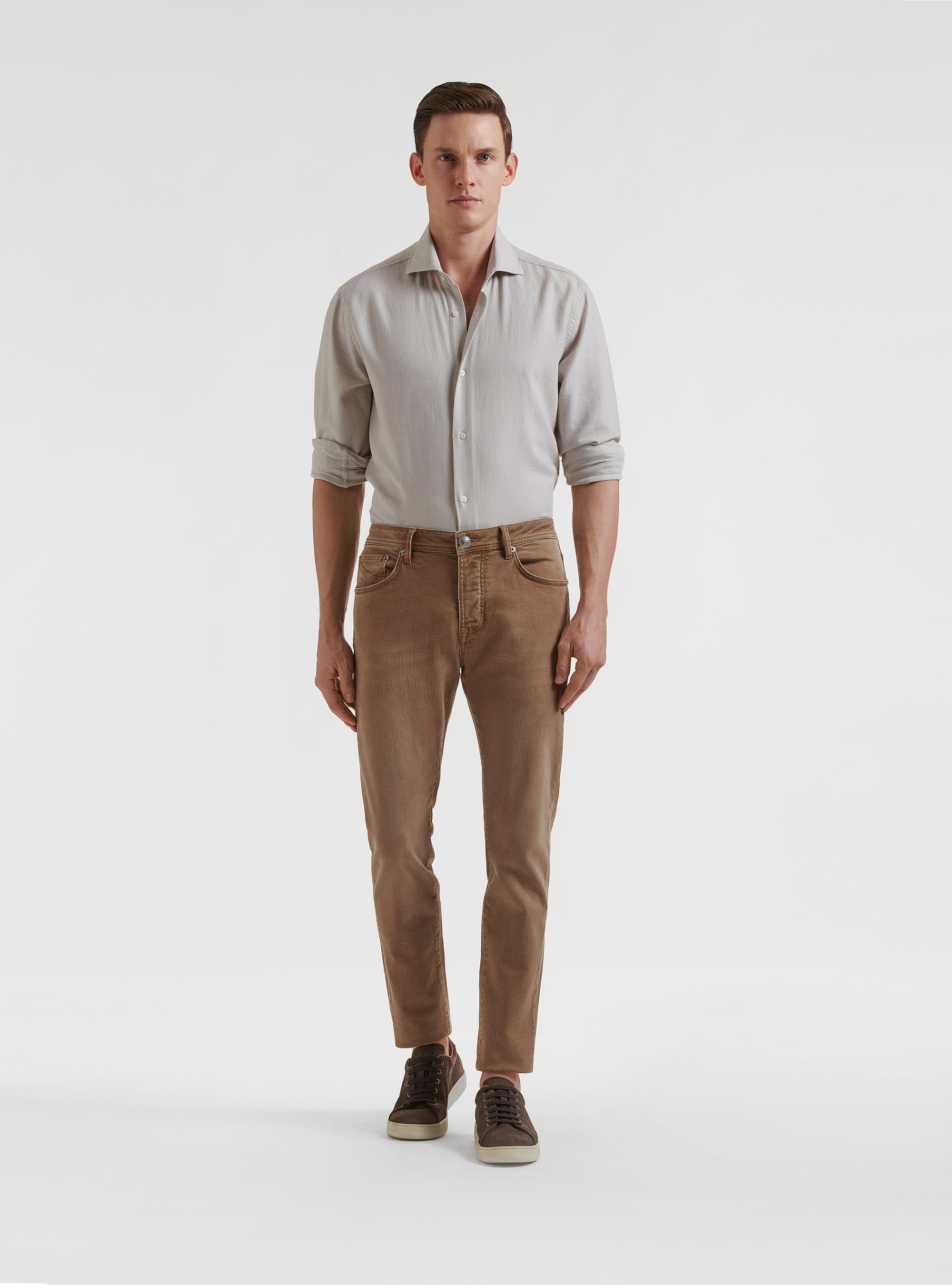 Coloured yarn-dyed jeans, SAND