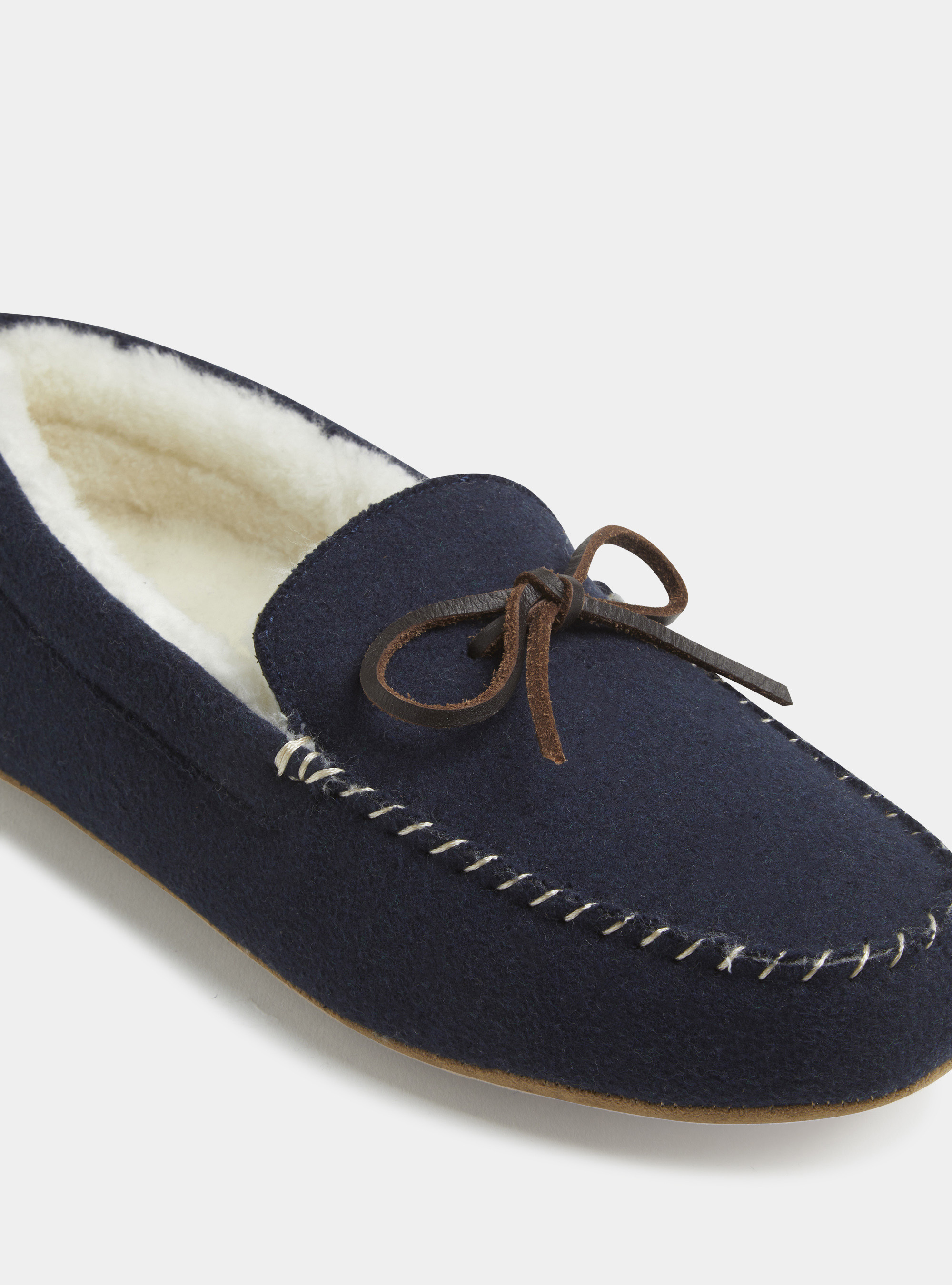 Pantofole a scarpetta in flanella tinta unita, BLU NAVY