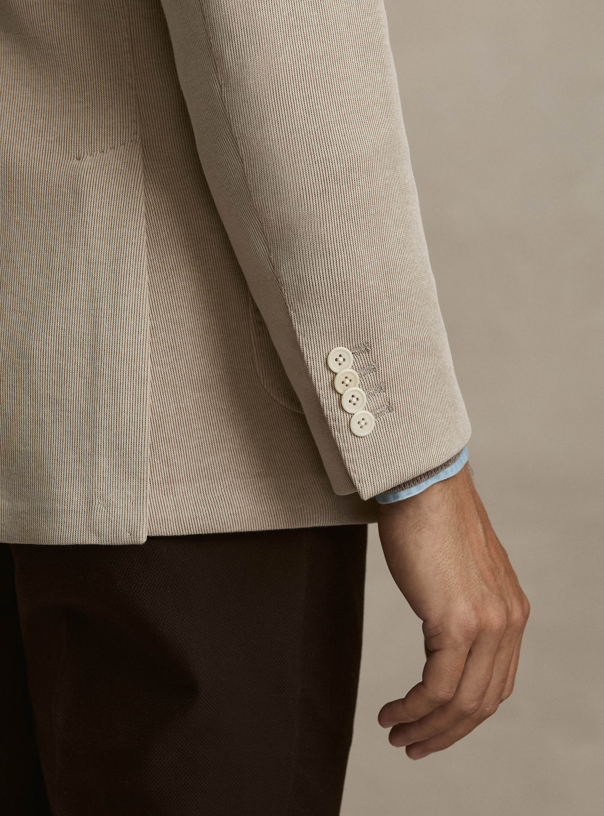 Cotton-Blend Jersey Blazer, ECRU