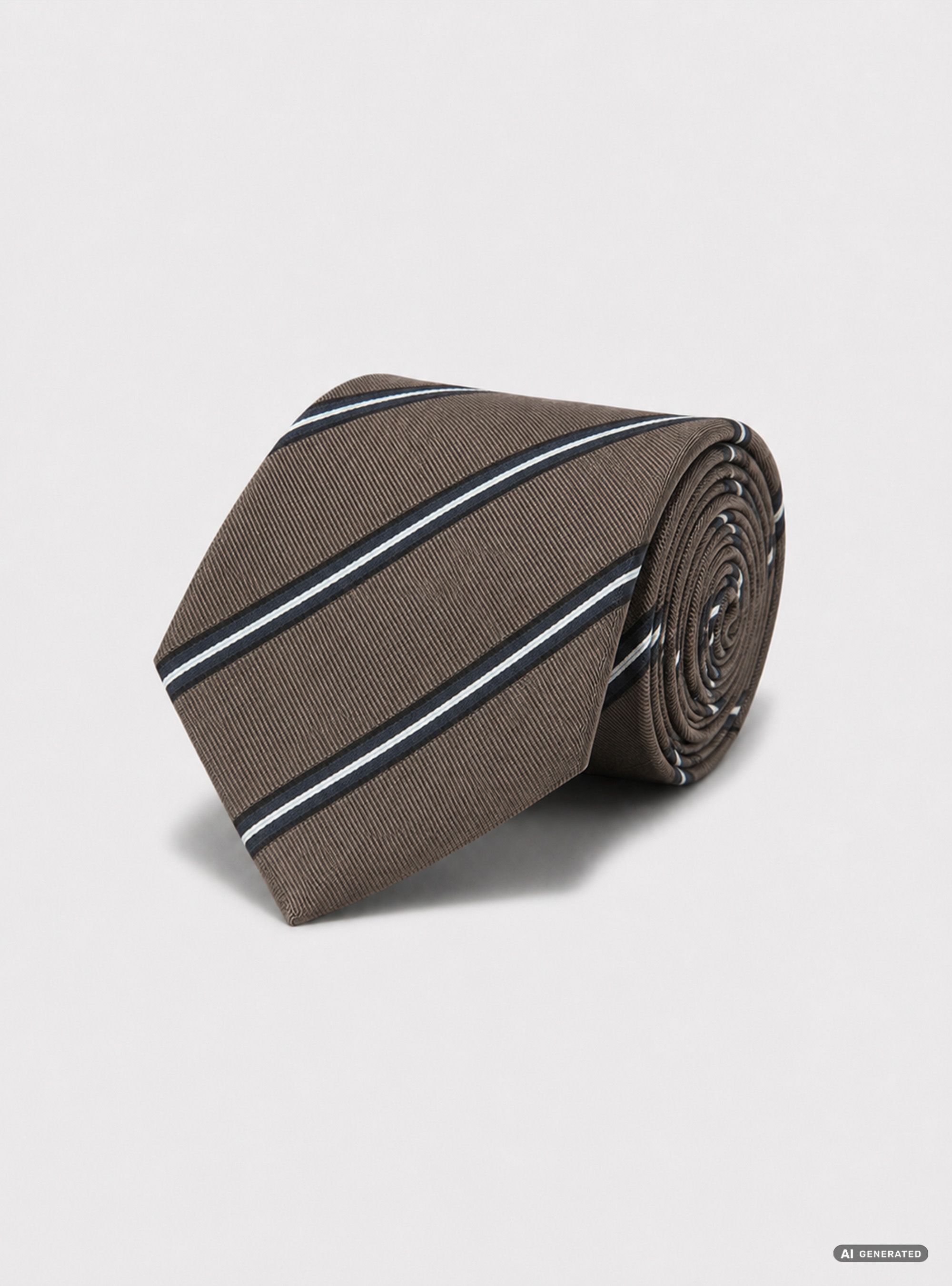 Cravatta in twill di seta rigata, BROWN