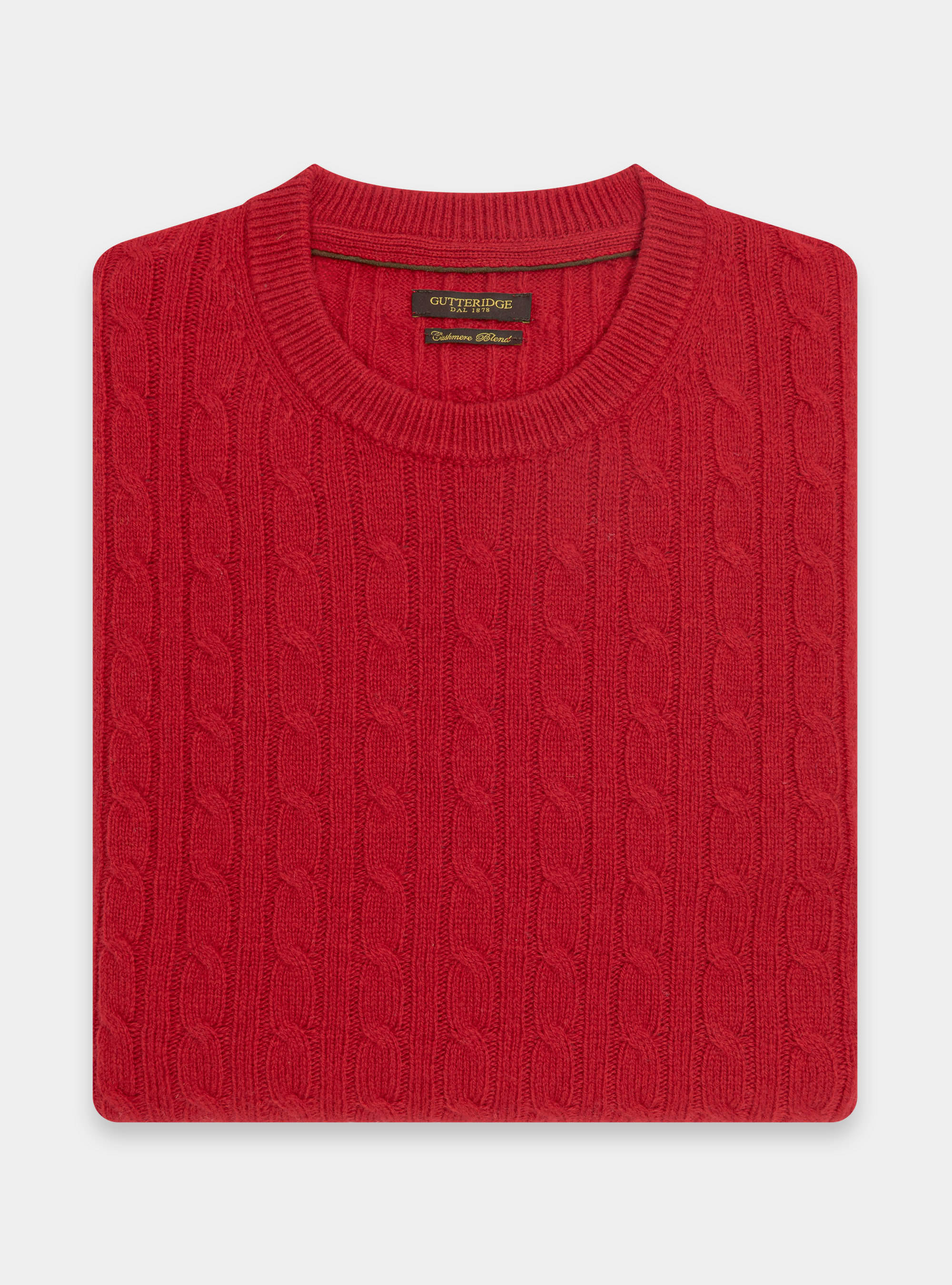 Maglia a treccia in lambswool, ROSSO