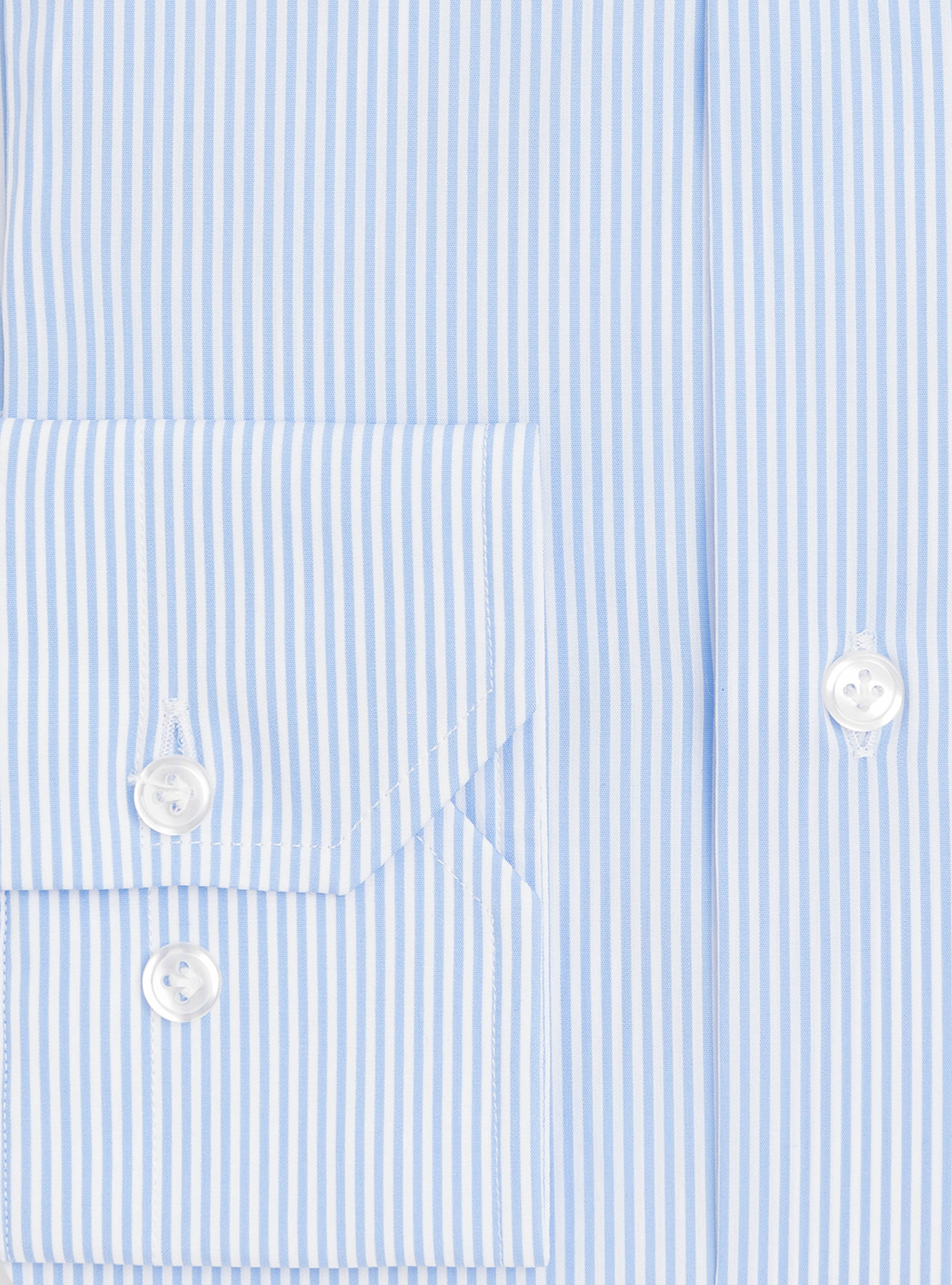 Camicia slim fit in popeline di cotone stretch rigato, AZZURRO