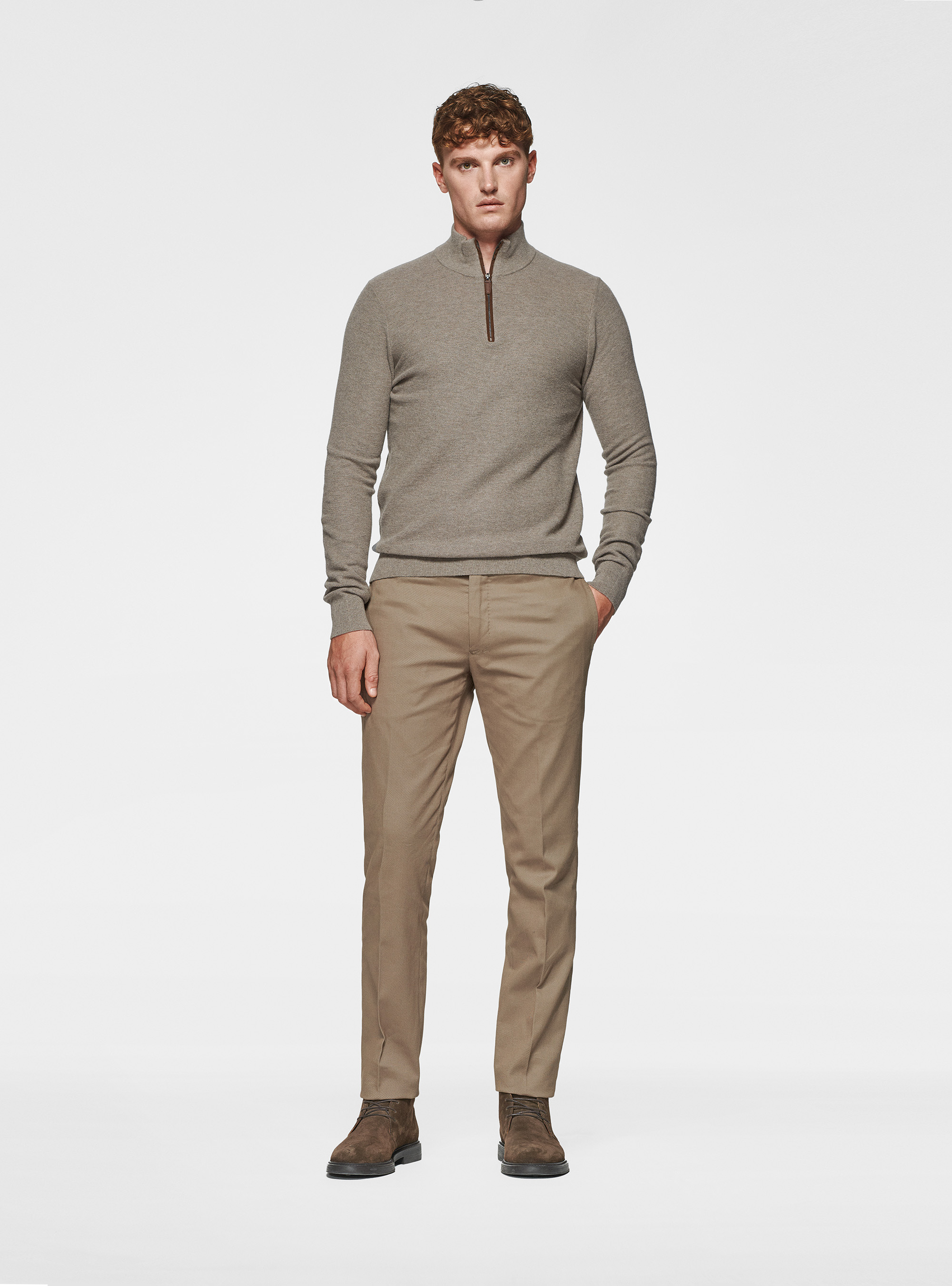 Pantaloni in cotone smerigliato, FANGO