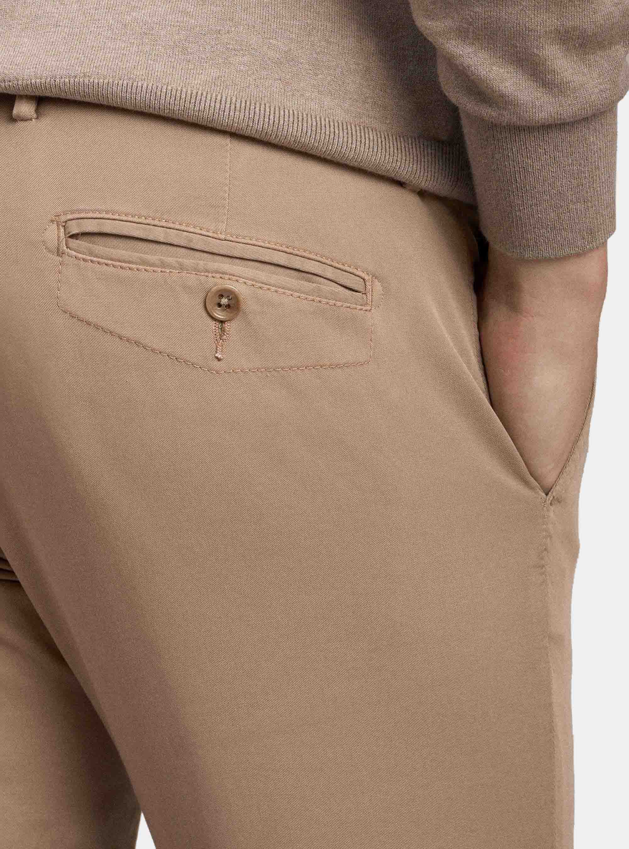 Stretch cotton twill chino trousers, SAND