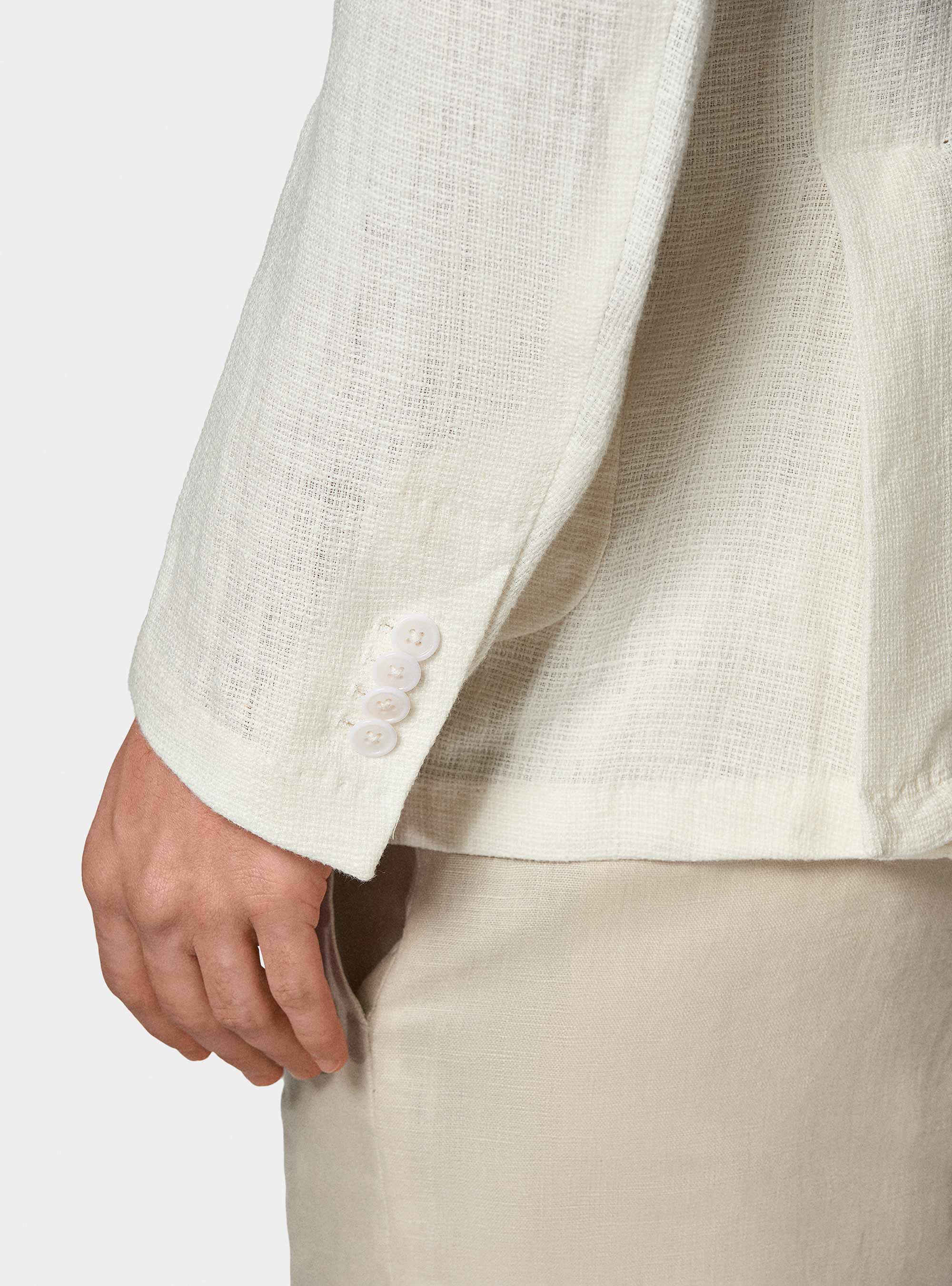 Linen crepe blazer, WHITE