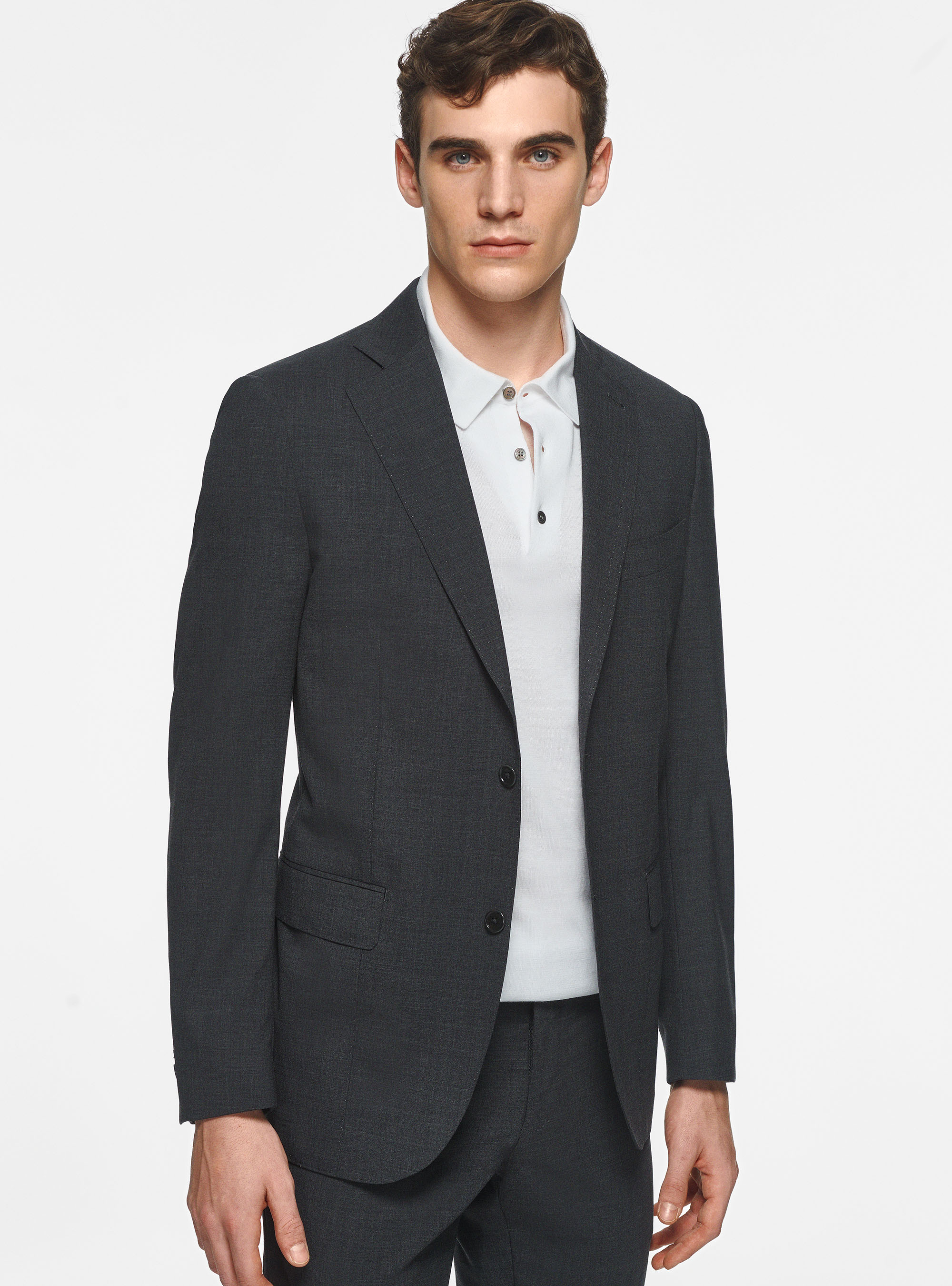 Blazer in pure superfine wool 120, ASFALTO 0112C