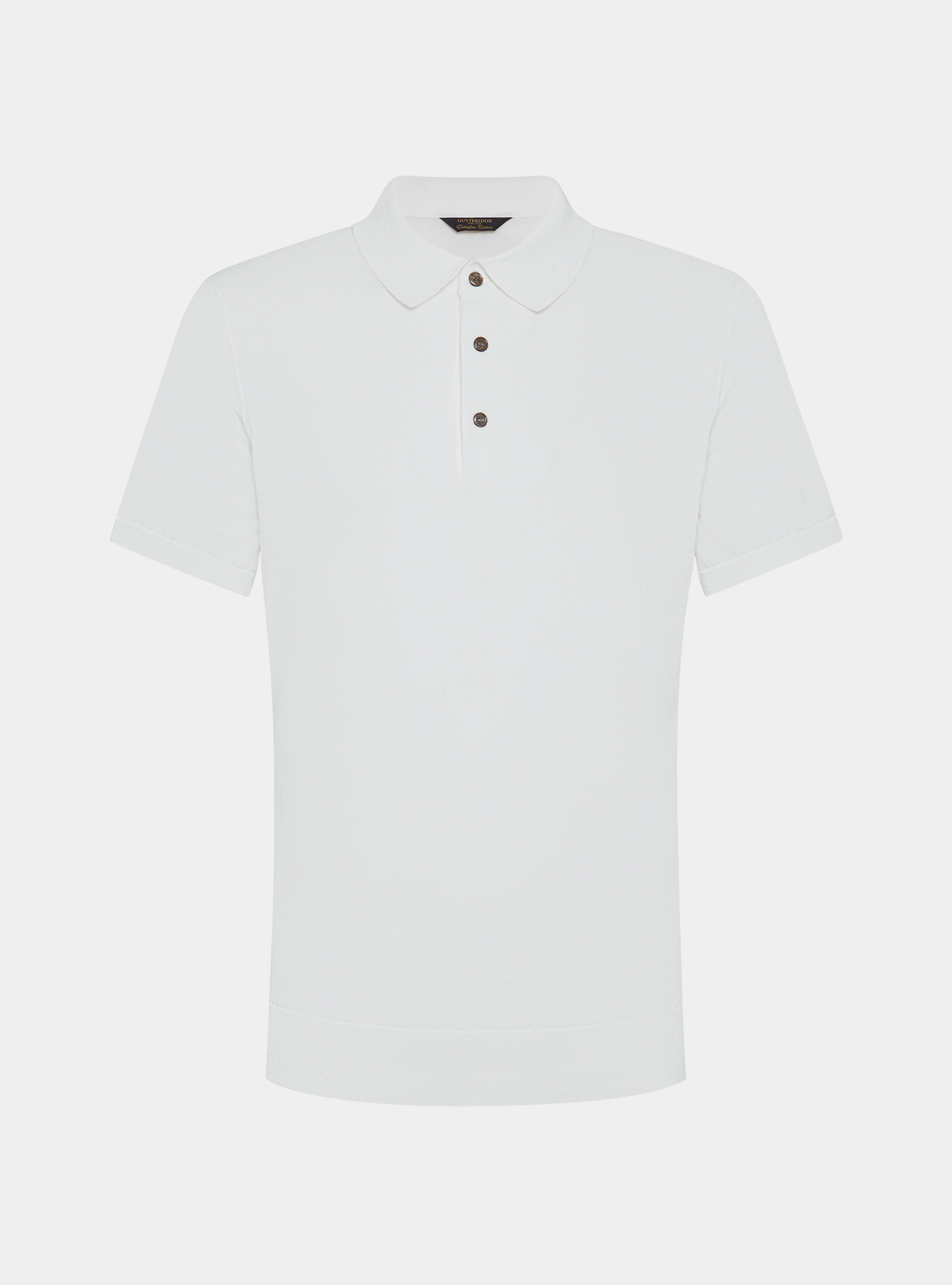 Extra-fine cotton knit polo shirt, WHITE
