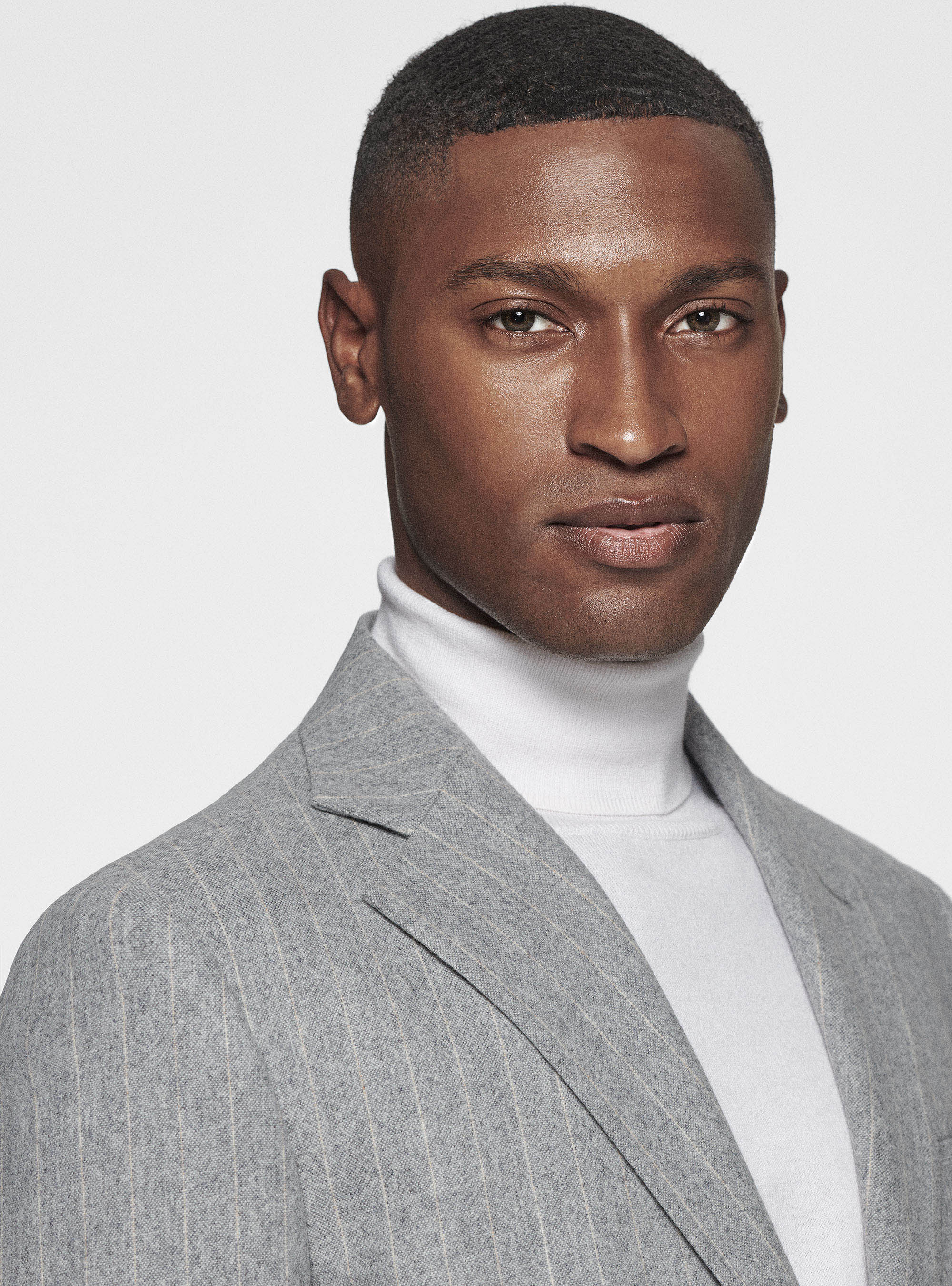 Pinstripe flannel blazer, LIGHT GREY MELANGE