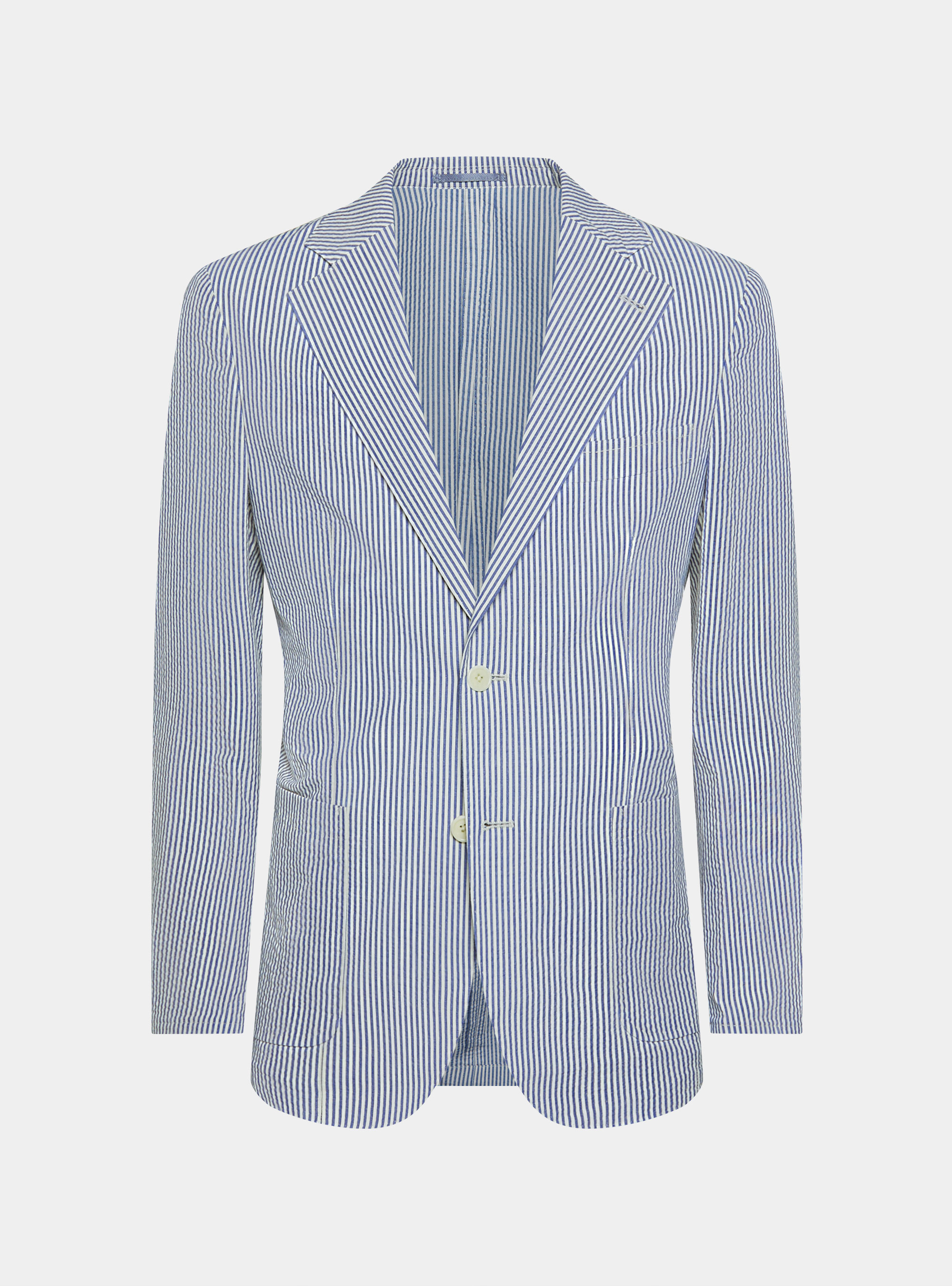 Giacca rigata in cotone seersucker, BLU