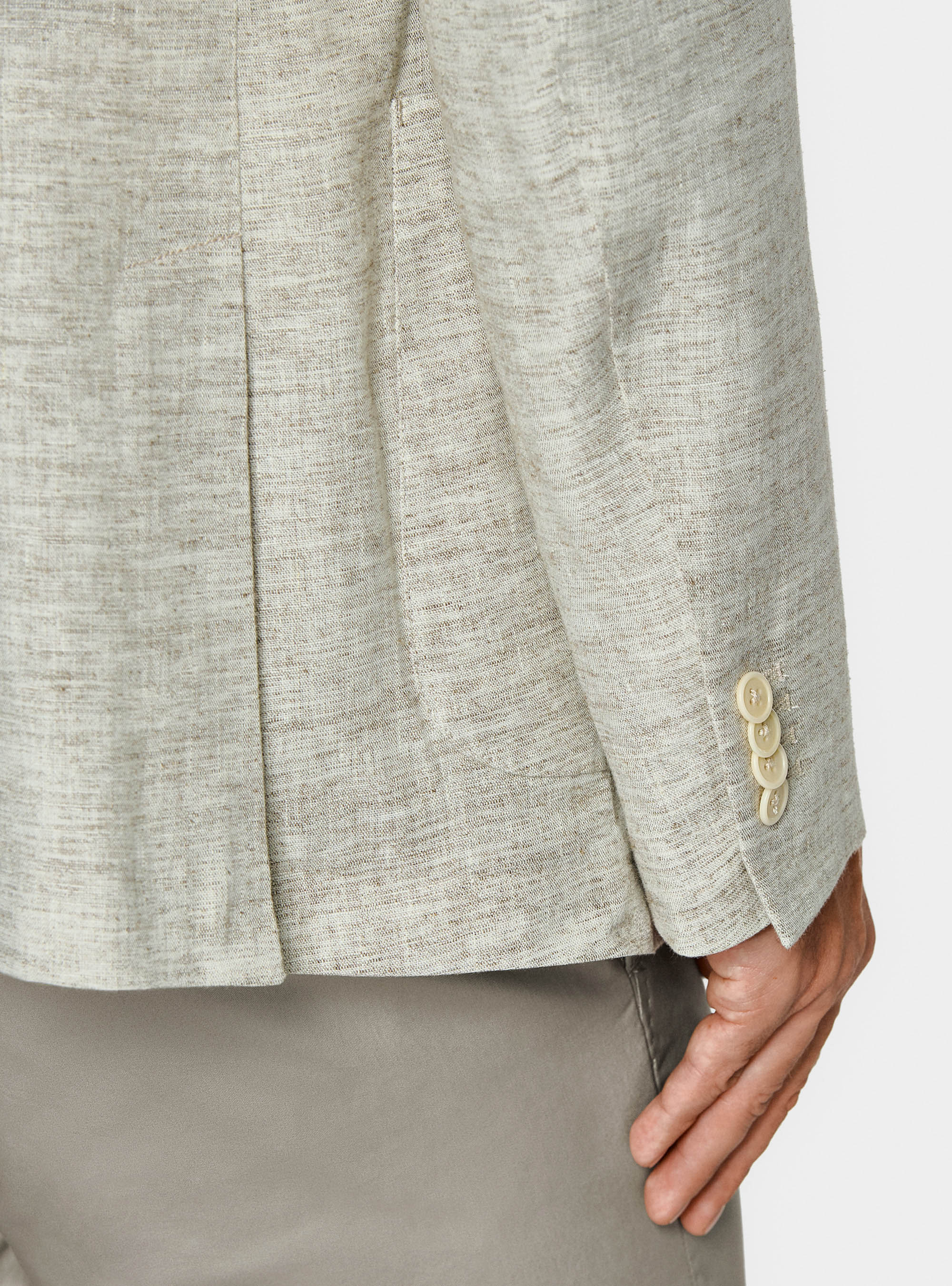 Slub linen blend blazer, SAND