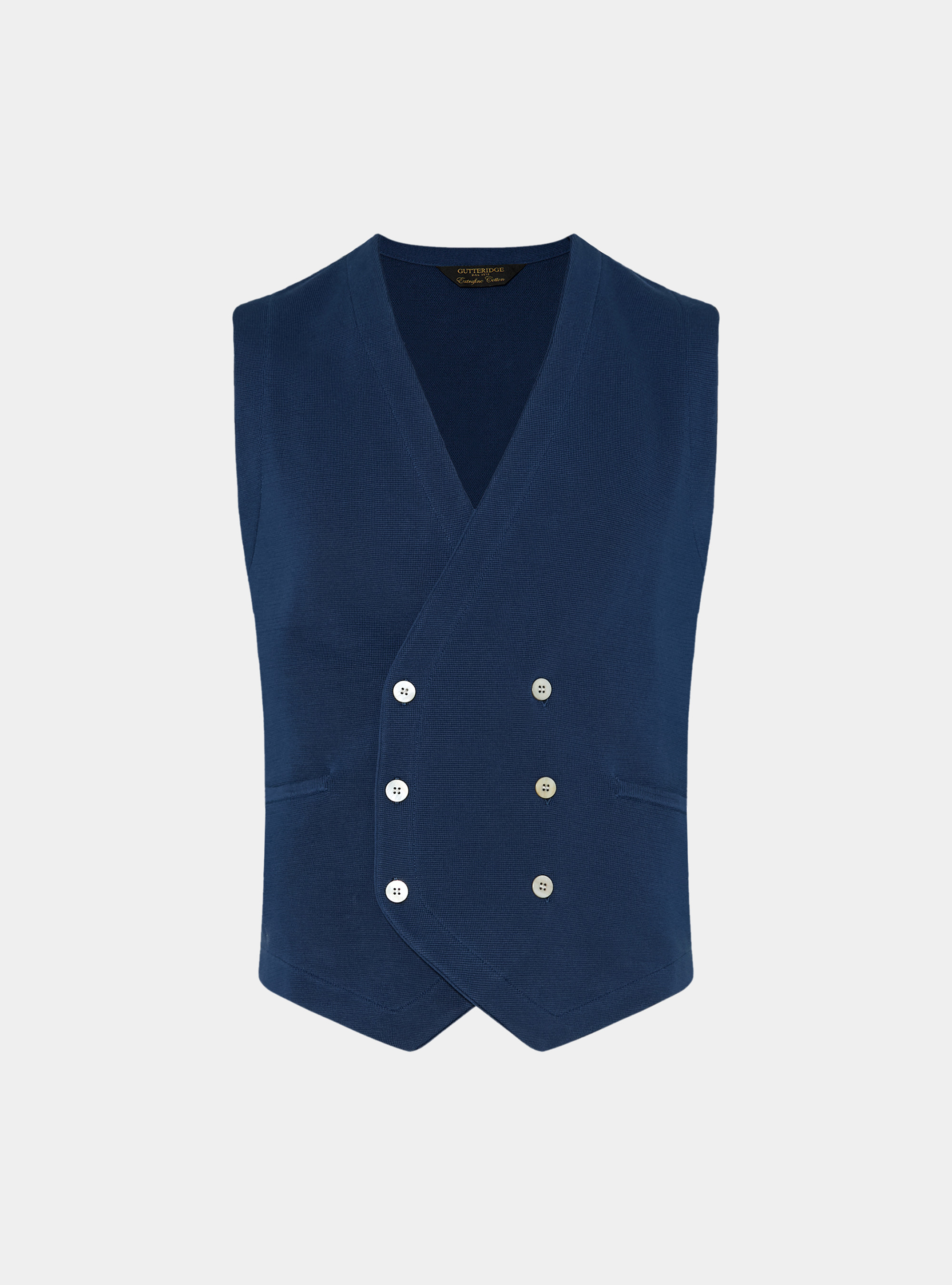 Gilet doppiopetto in maglia di cotone, INCHIOSTRO