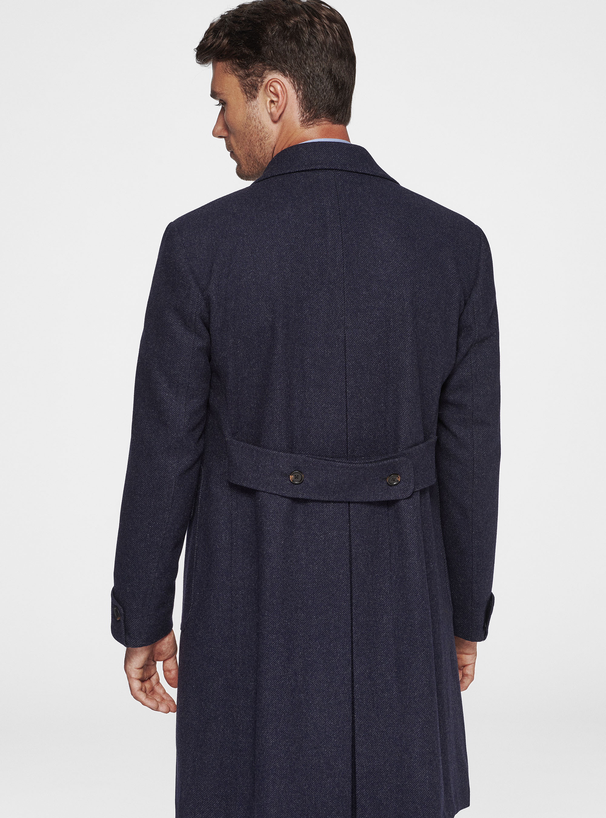 Cappotto in lana e seta diagonale, BLU NAVY