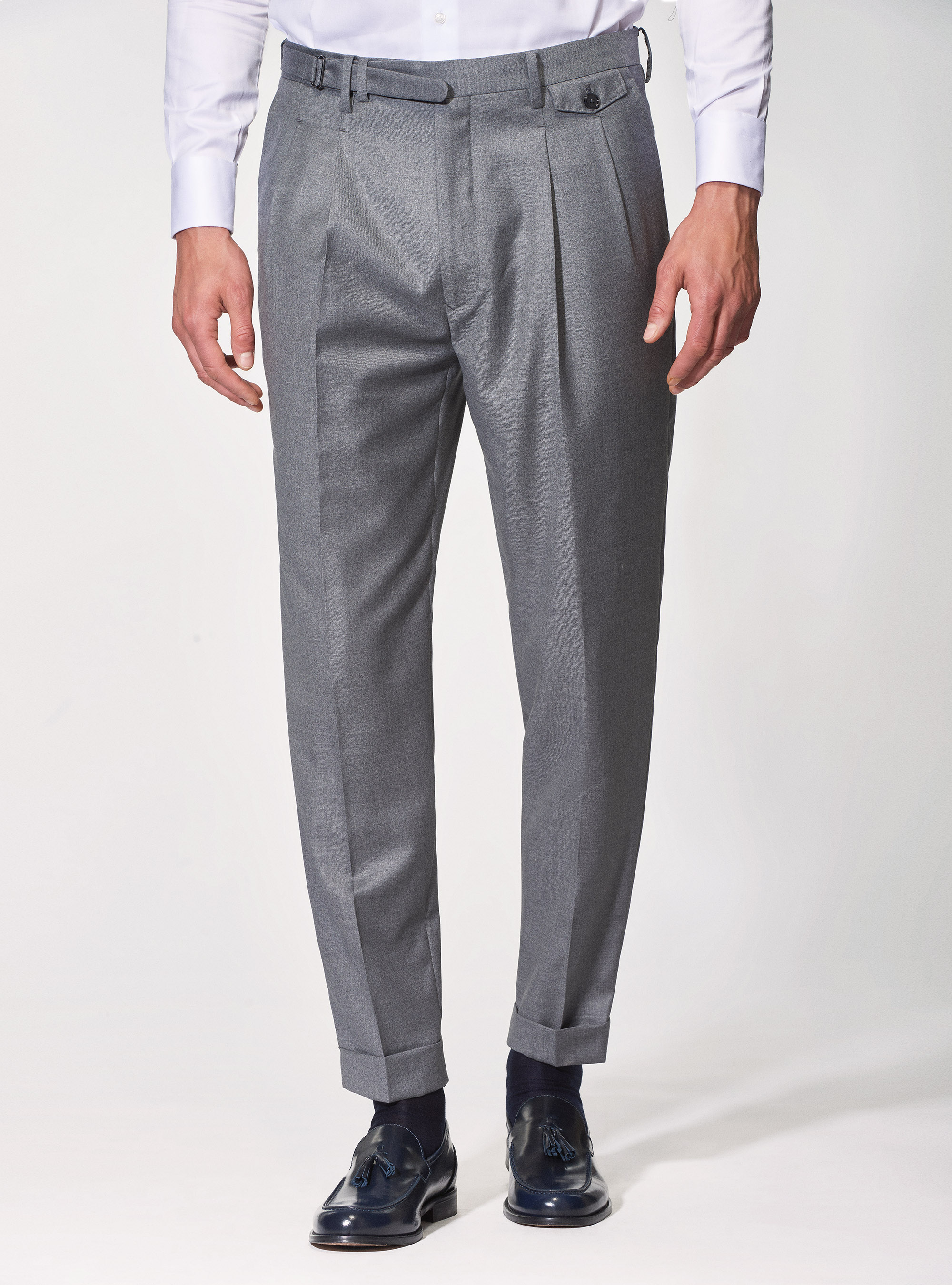 Pantaloni in pura lana superfine 110's Vitale Barberis Canonico, GRIGIO CHIARO