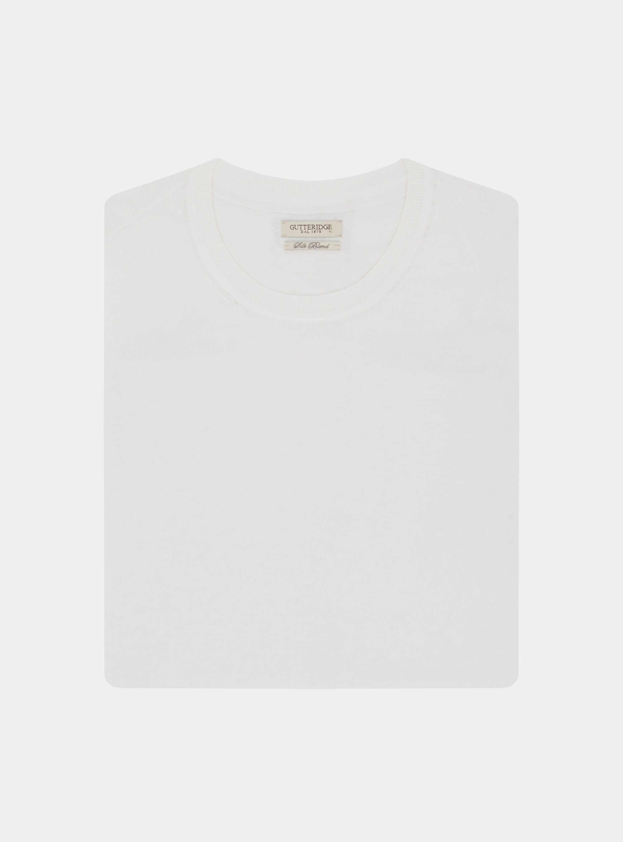 Maglia girocollo in seta e cotone, BIANCO