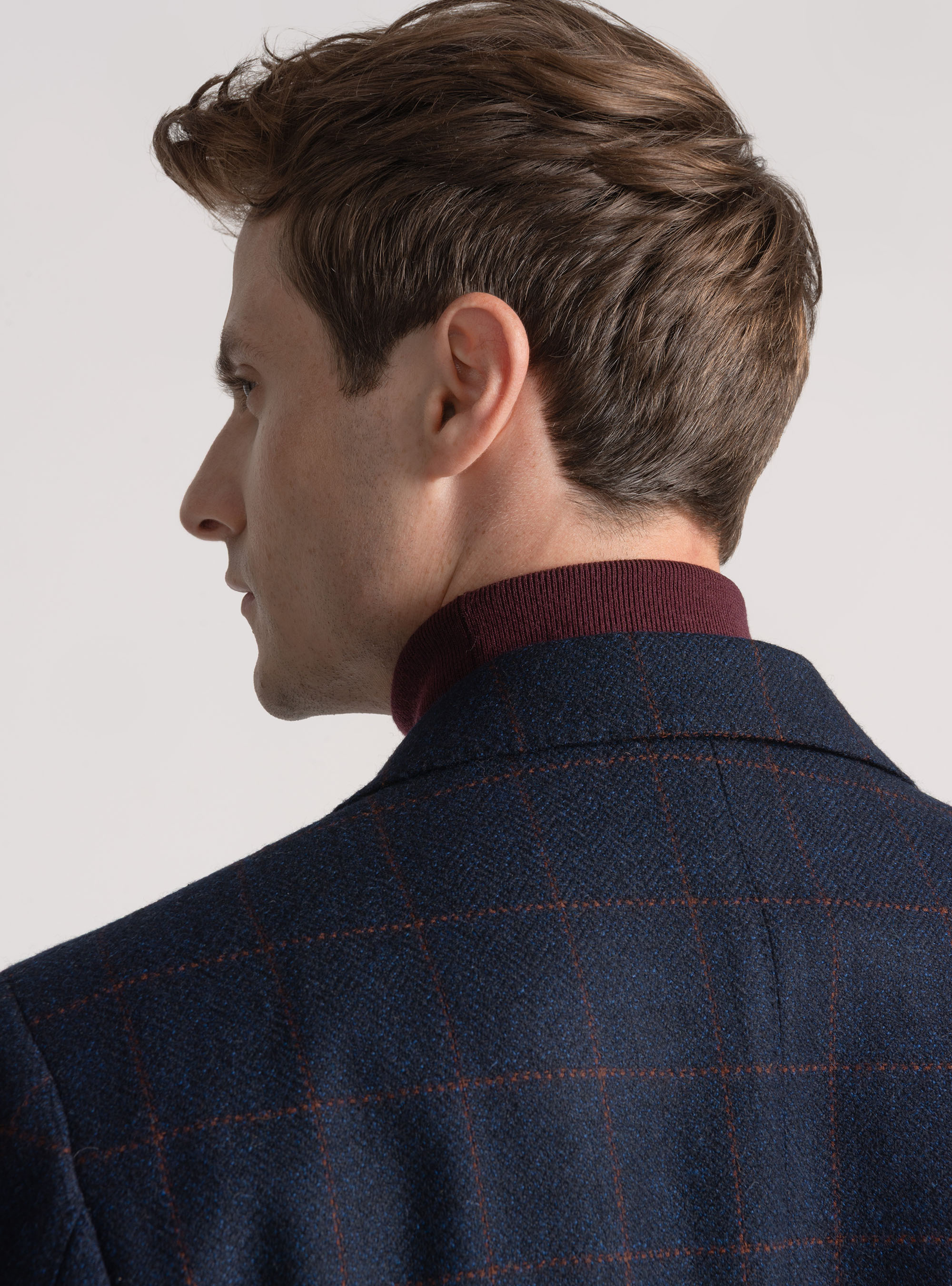 Giacca a quadri  in lana cashmere, BLU NAVY