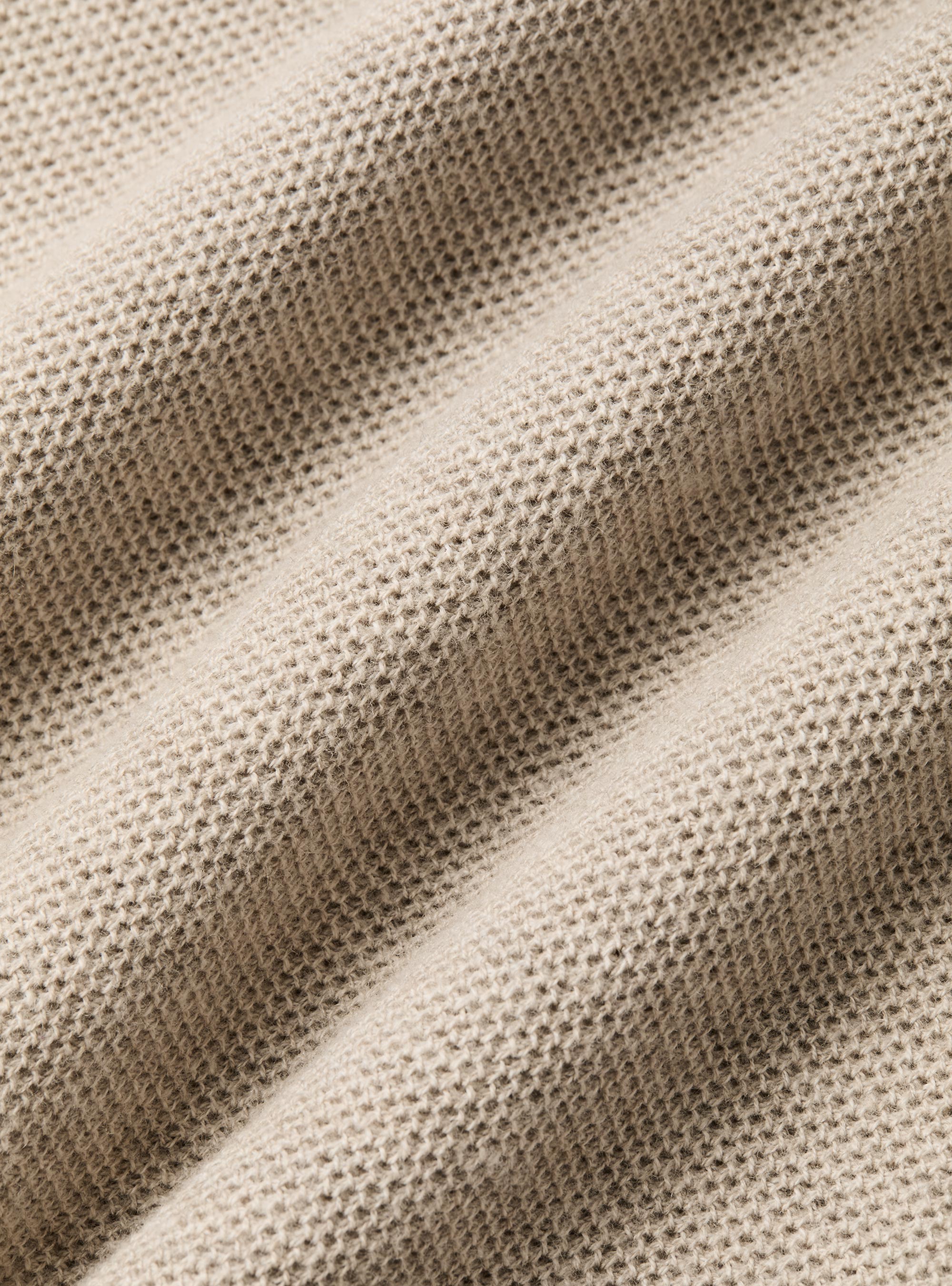 Trikot mit Rundhalsausschnitt aus Baumwolle und Kaschmir mit Wabenmuster, ECRU 0560C