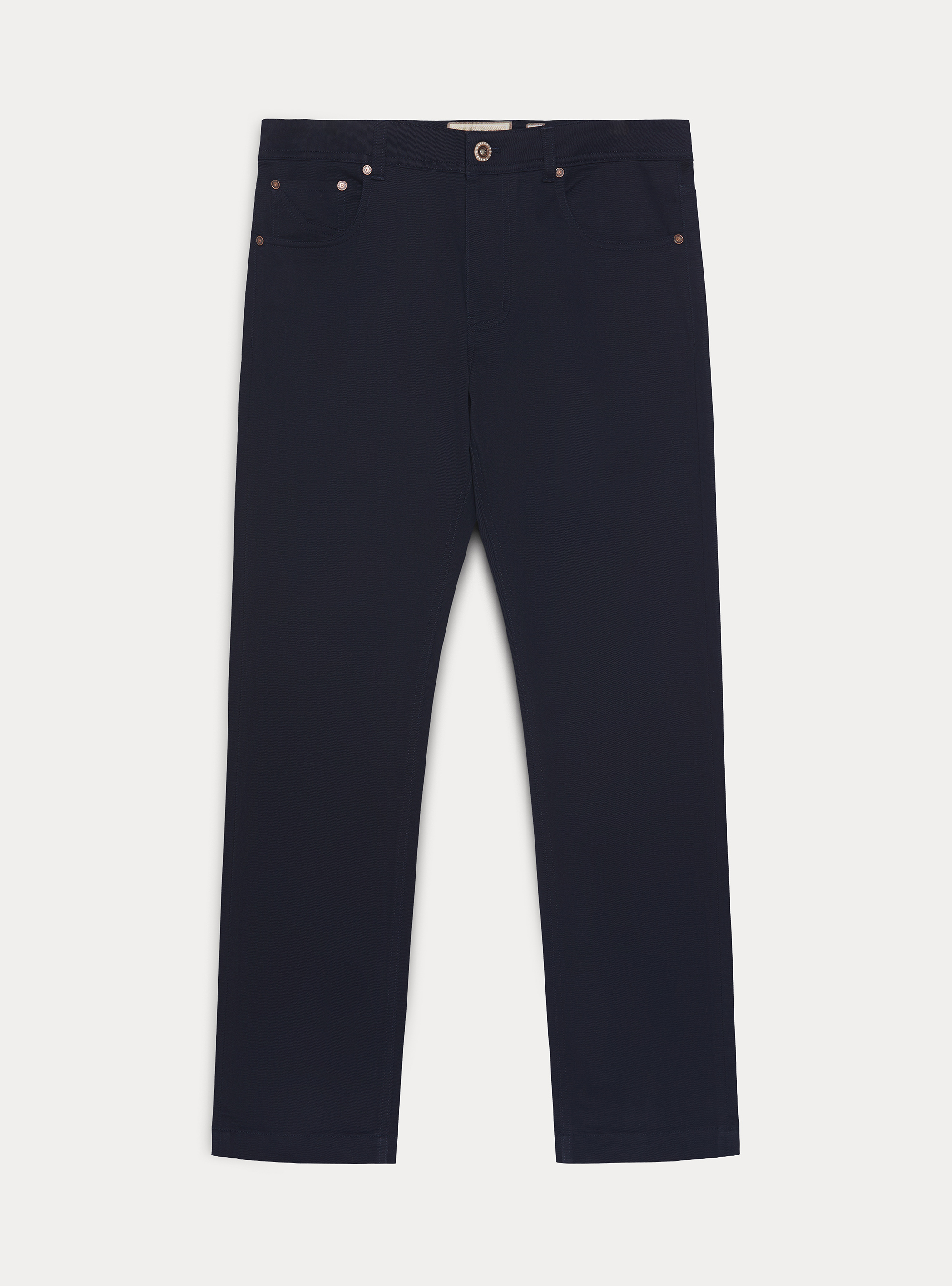 5-pocket textured cotton blend trousers, NAVY BLUE