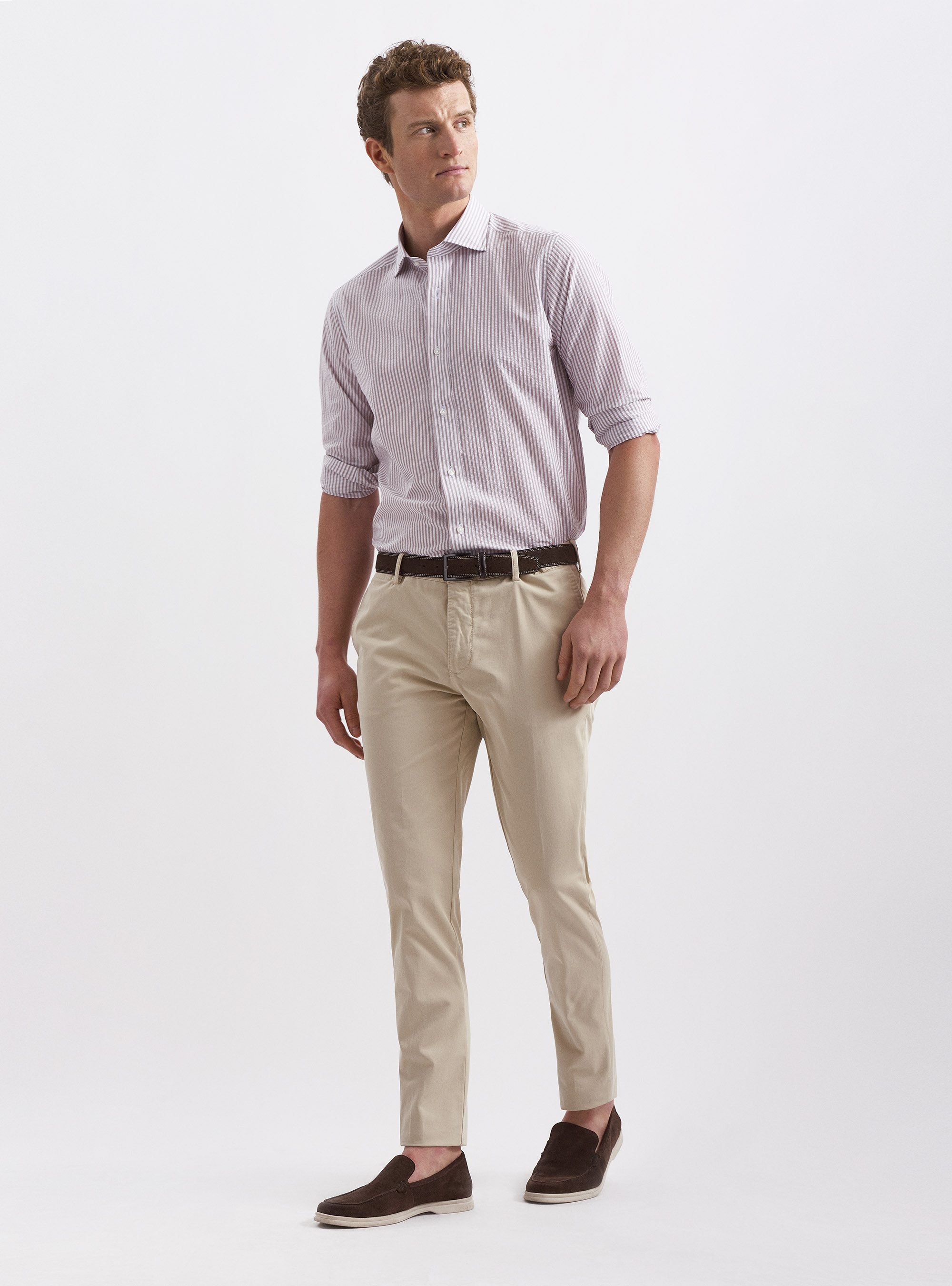 Pantaloni chino in twill slim fit, ECRU