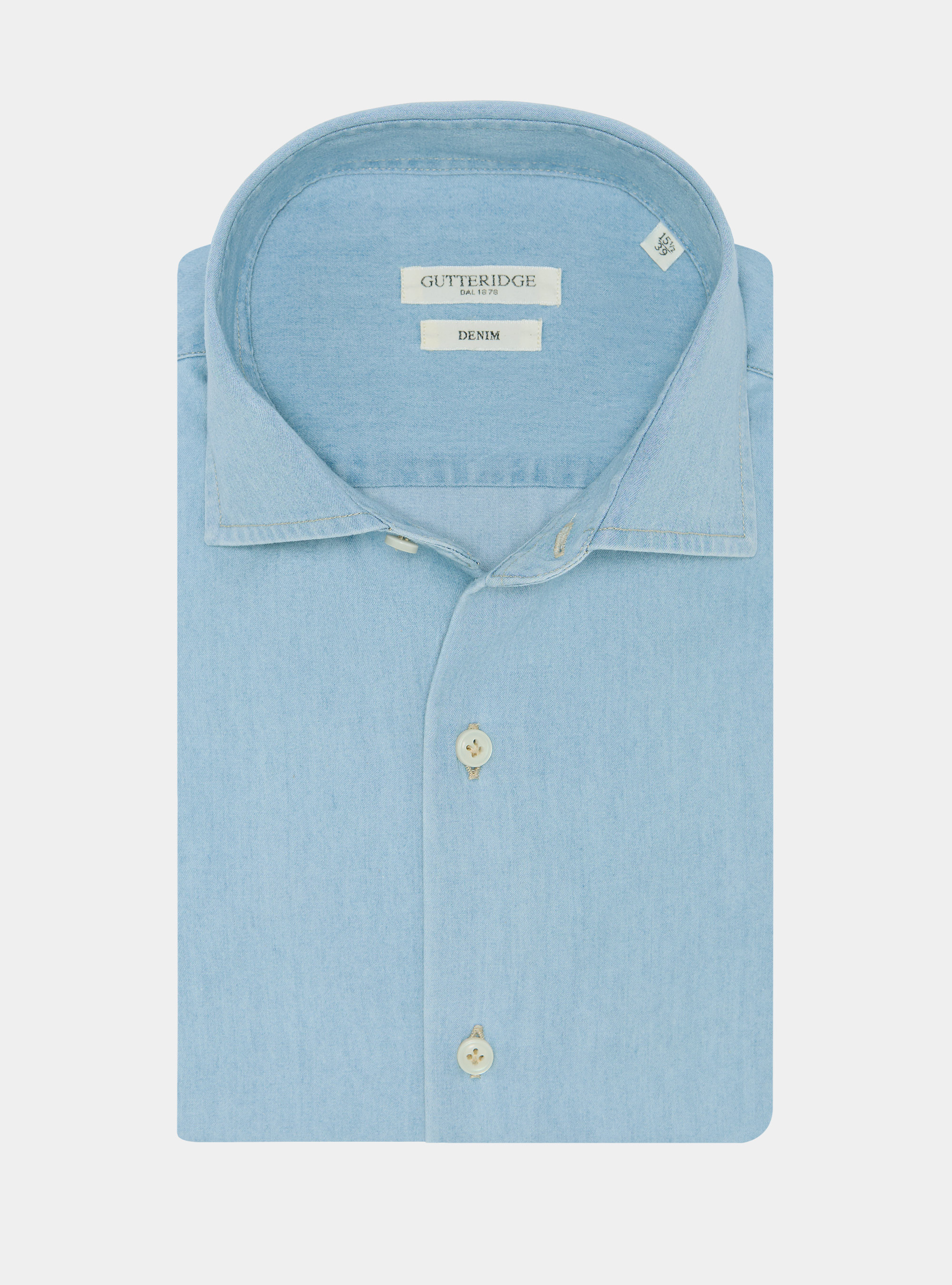 Camisa de chambray de algodón, CELESTE