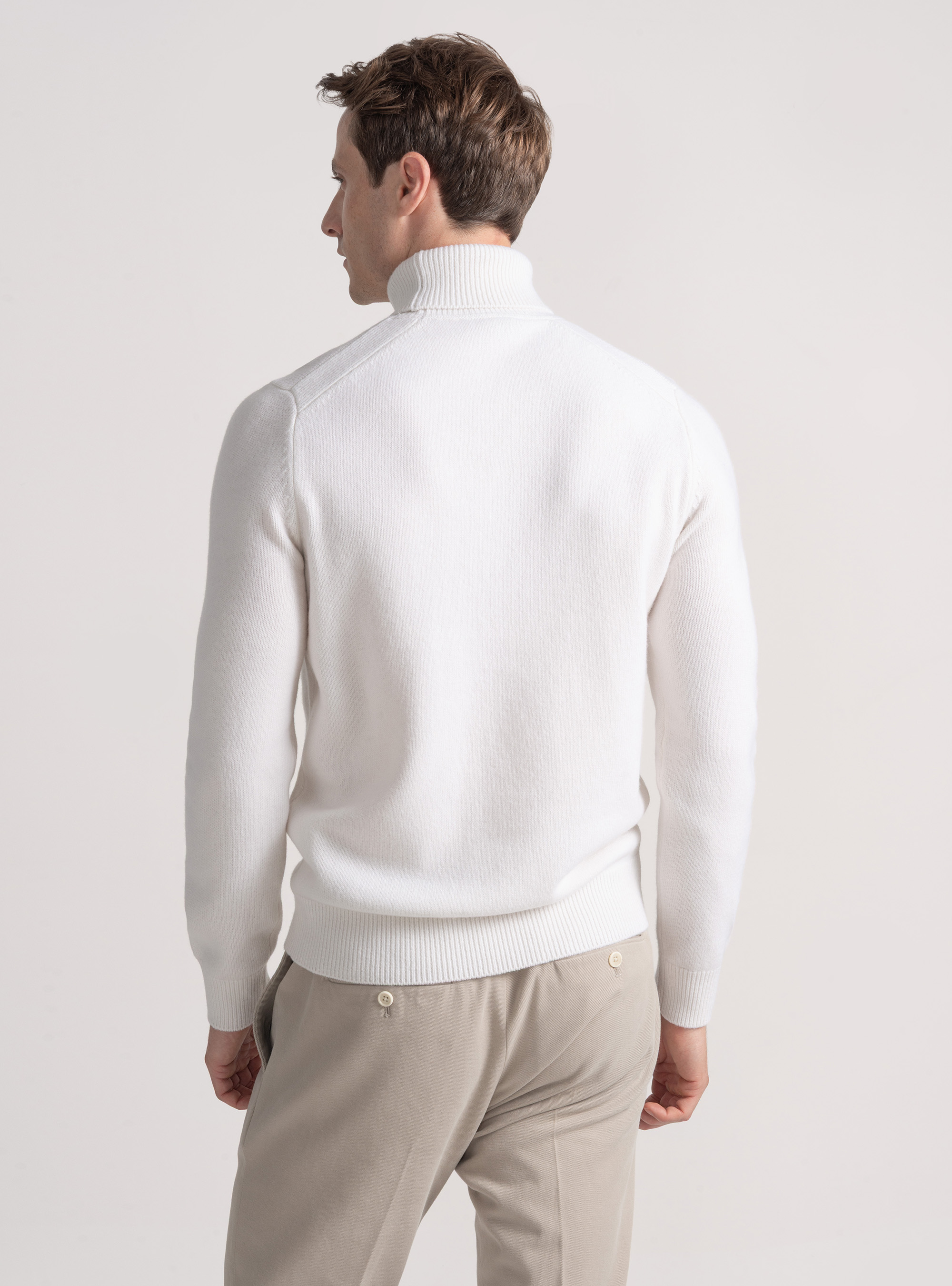 Merino wool turtleneck sweater, WHITE