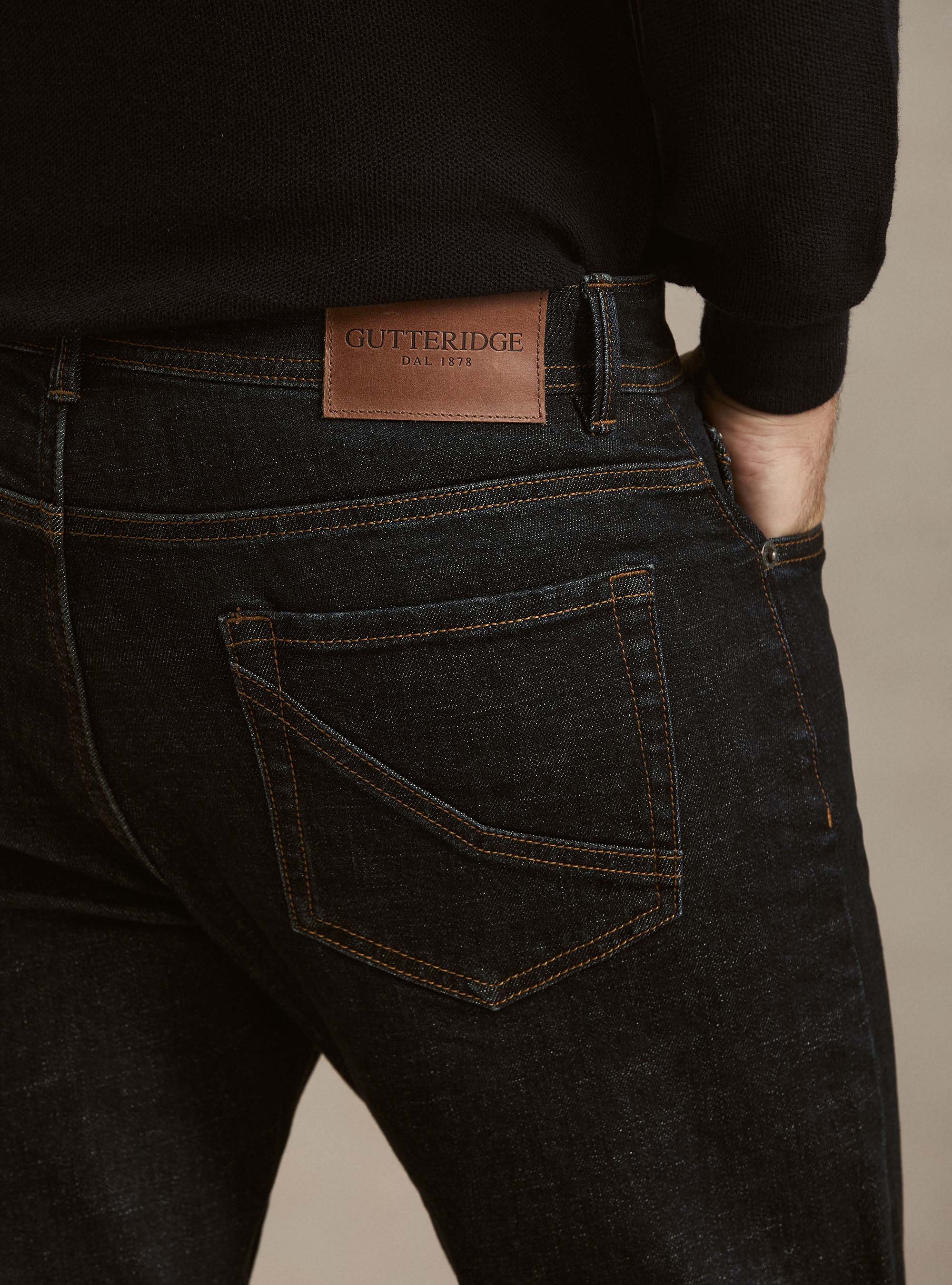 Rinse wash denim, NAVY BLUE