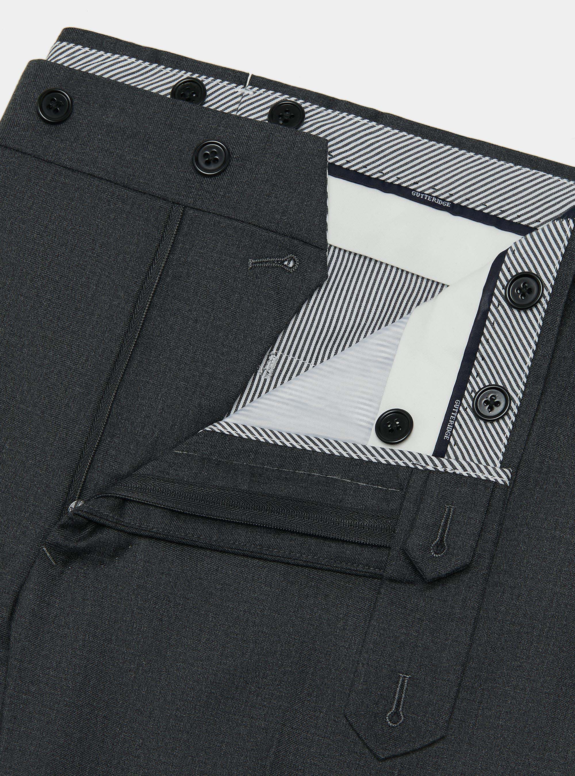 Pantaloni in pura lana superfine 110's, ASFALTO