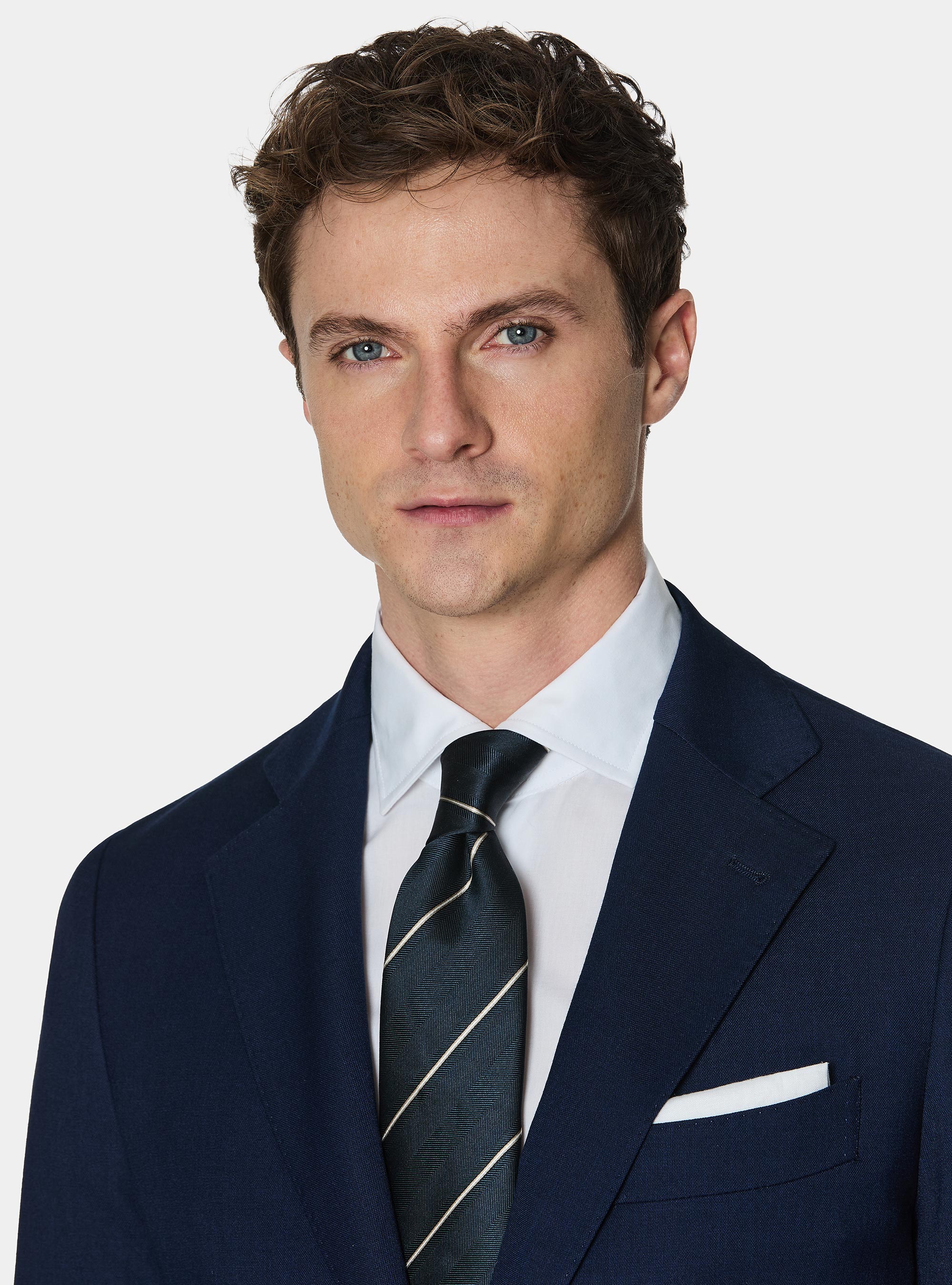 Flamed fabric suit blazer, NAVY BLUE