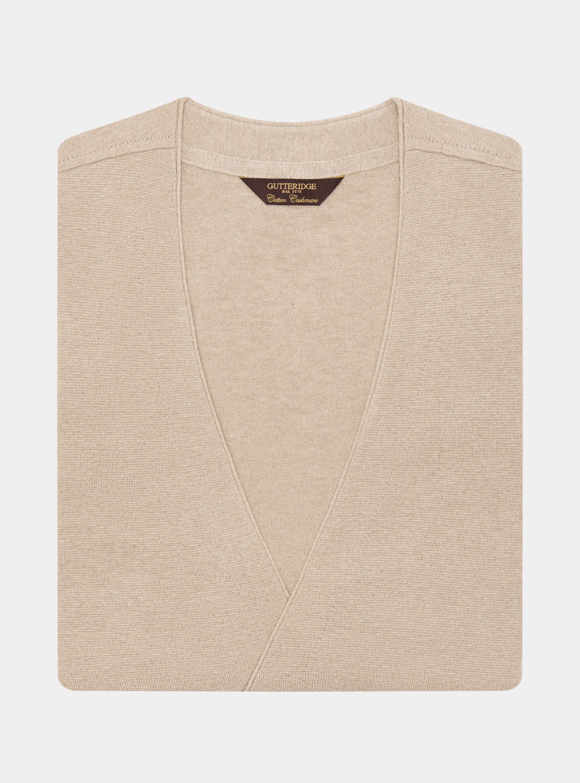 Gilet doppiopetto in maglia di cotone e cashmere, SABBIA