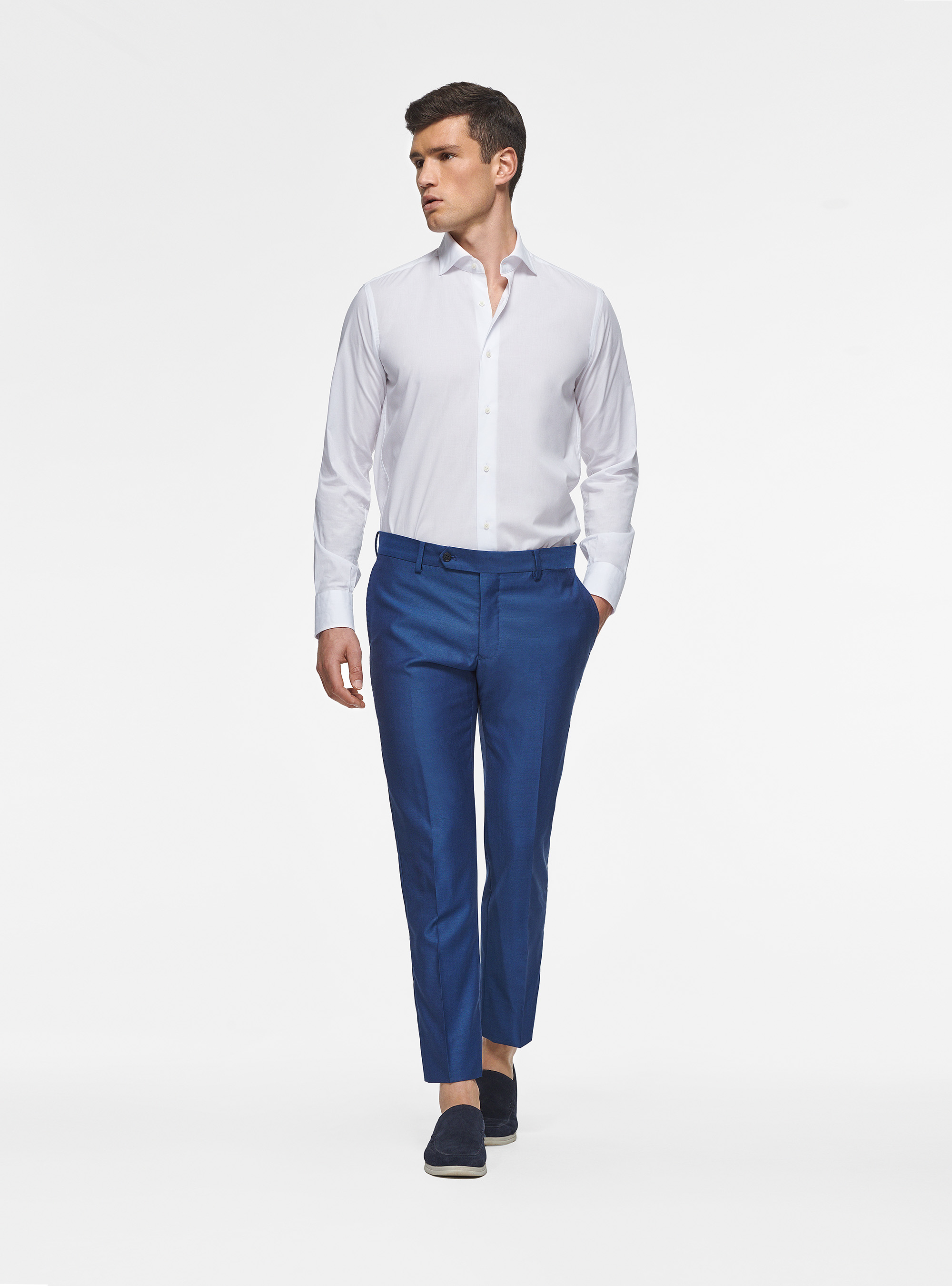 Pantaloni in pura lana superfine 110's, BLU