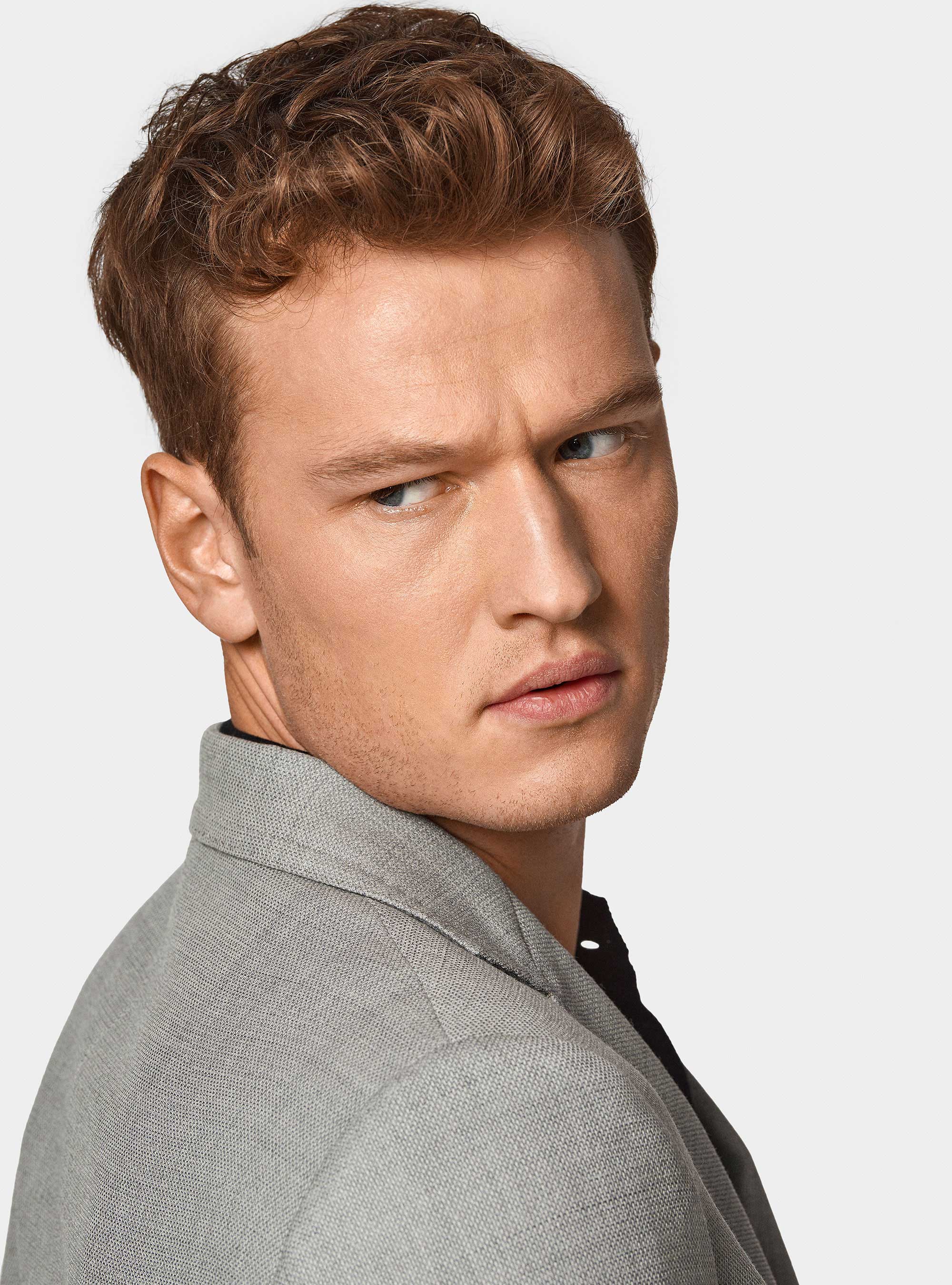 Micro-textured pure wool blazer, GREY