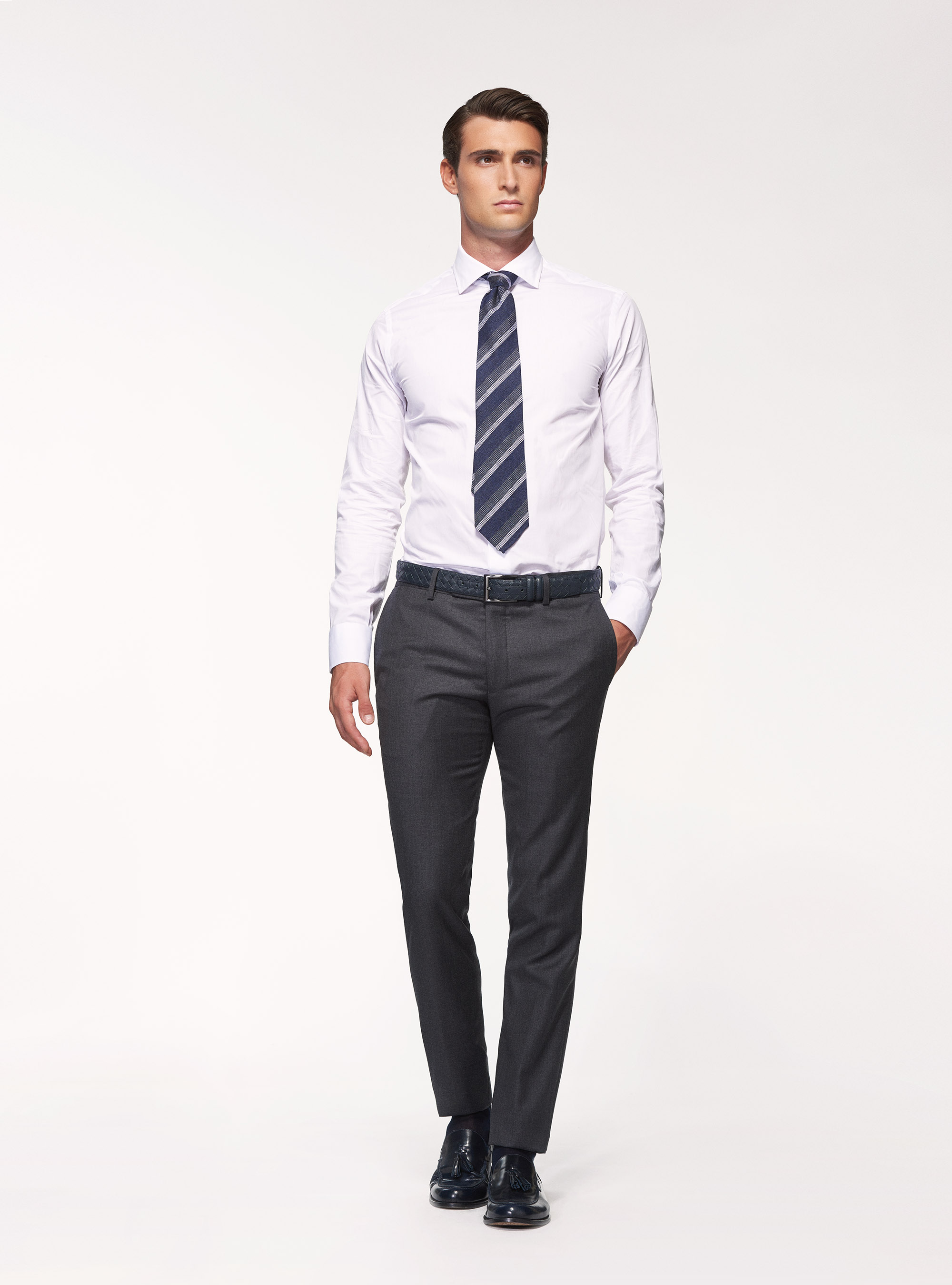 Suit trousers in pure superfine wool 110's Vitale Barberis Canonico, ASPHALT GREY