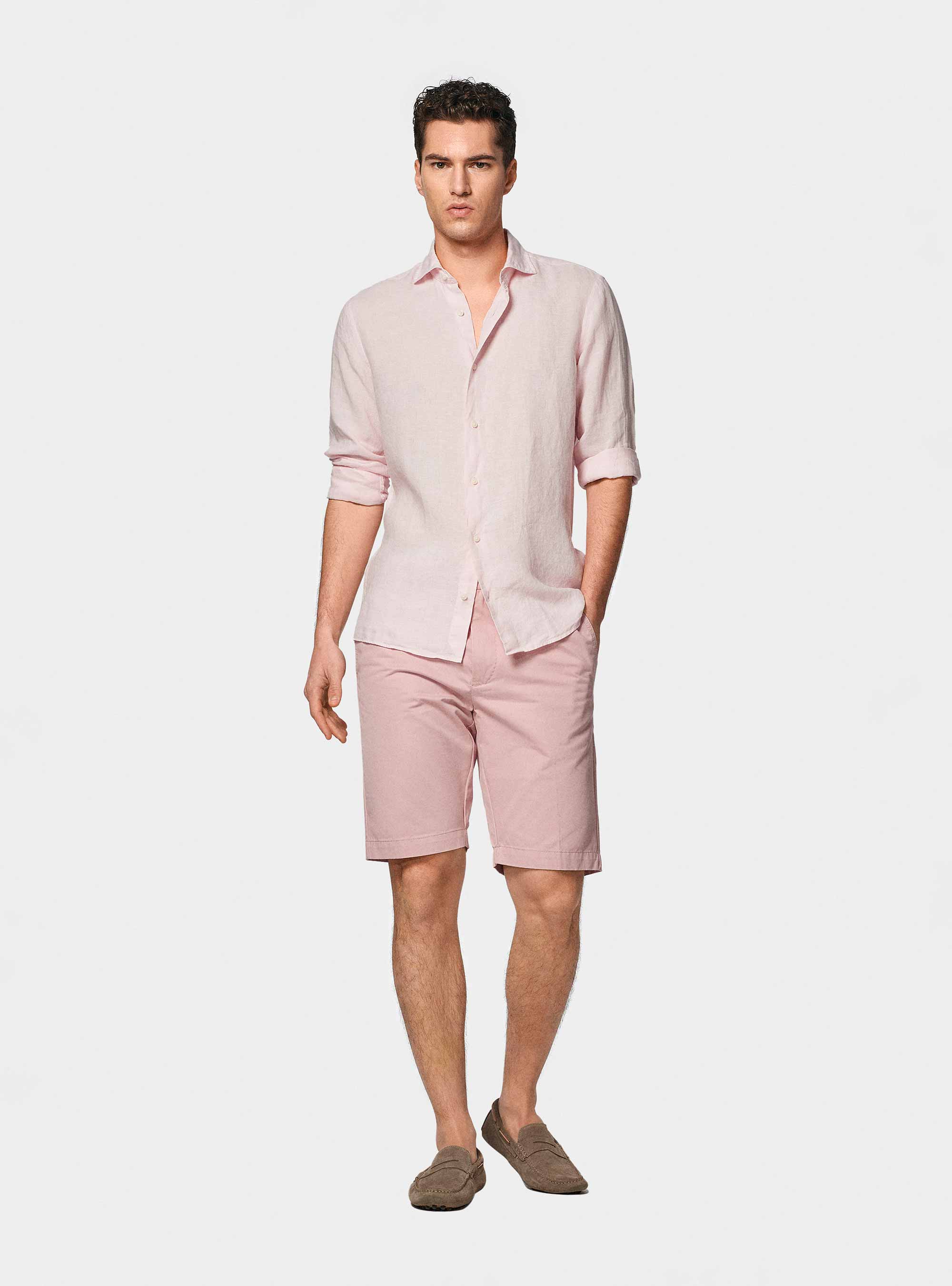 Camicia in puro lino, ROSA