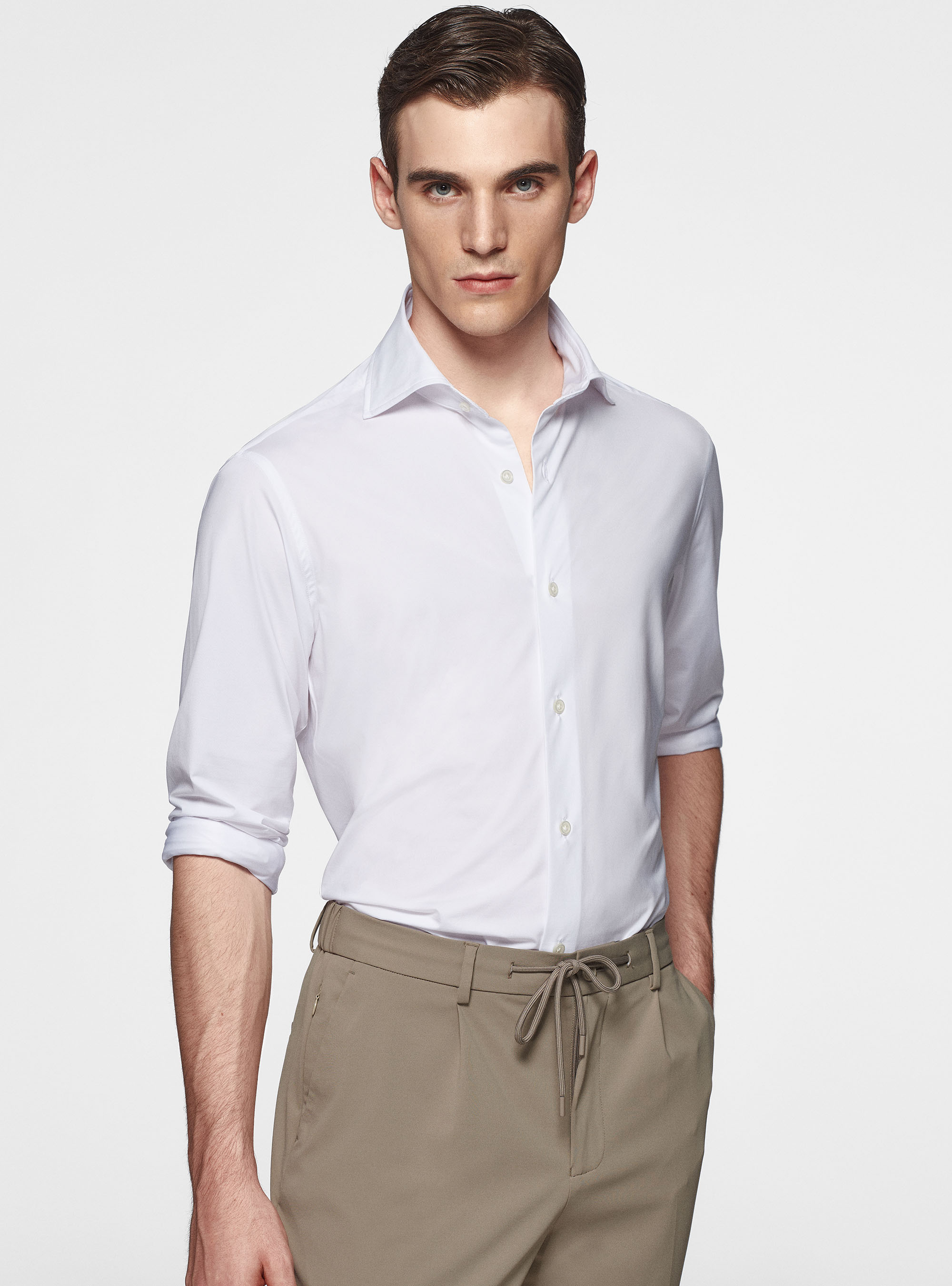 GT01 stretch jersey shirt, WHITE