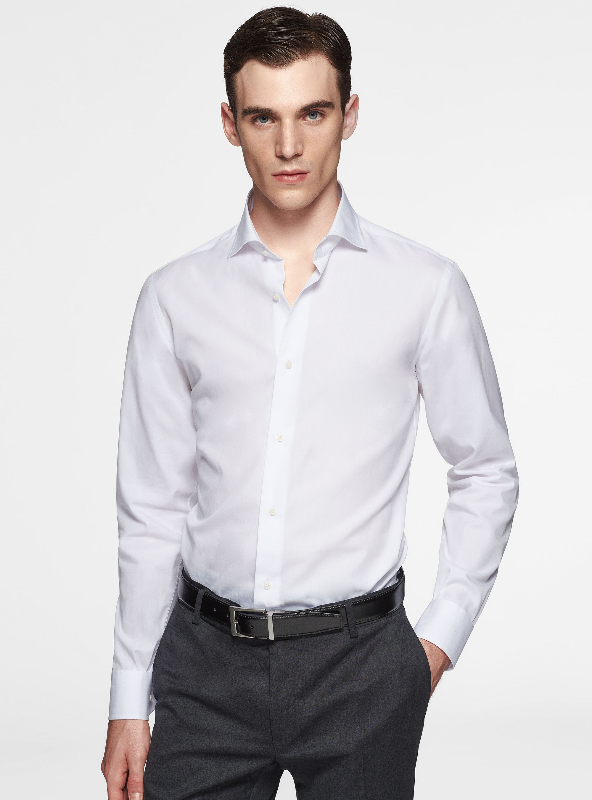 Chemise en coton fil à fil, BLANC