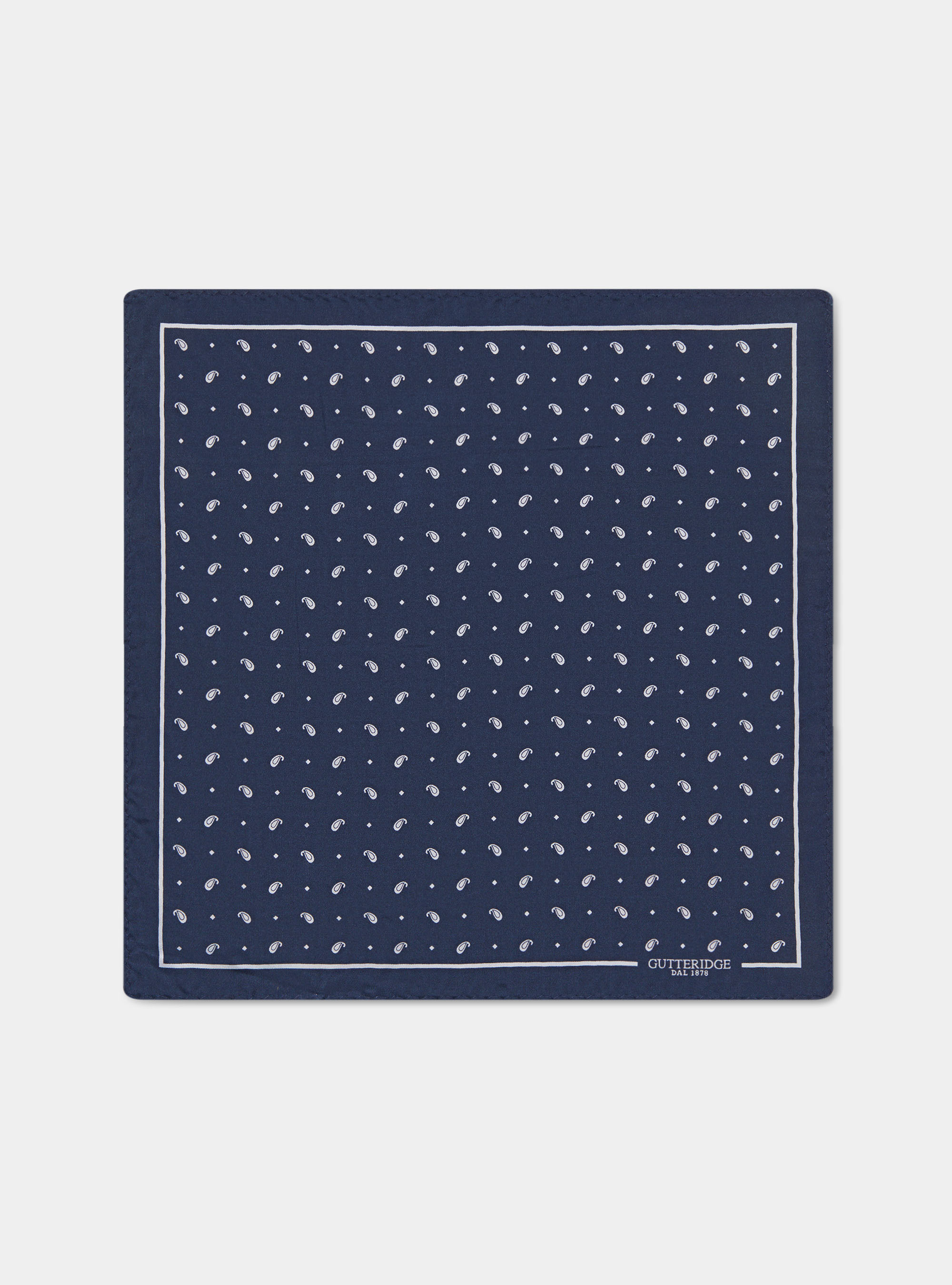 Pañuelo de seda estampado paisley, B053 NAVY/BIANCO
