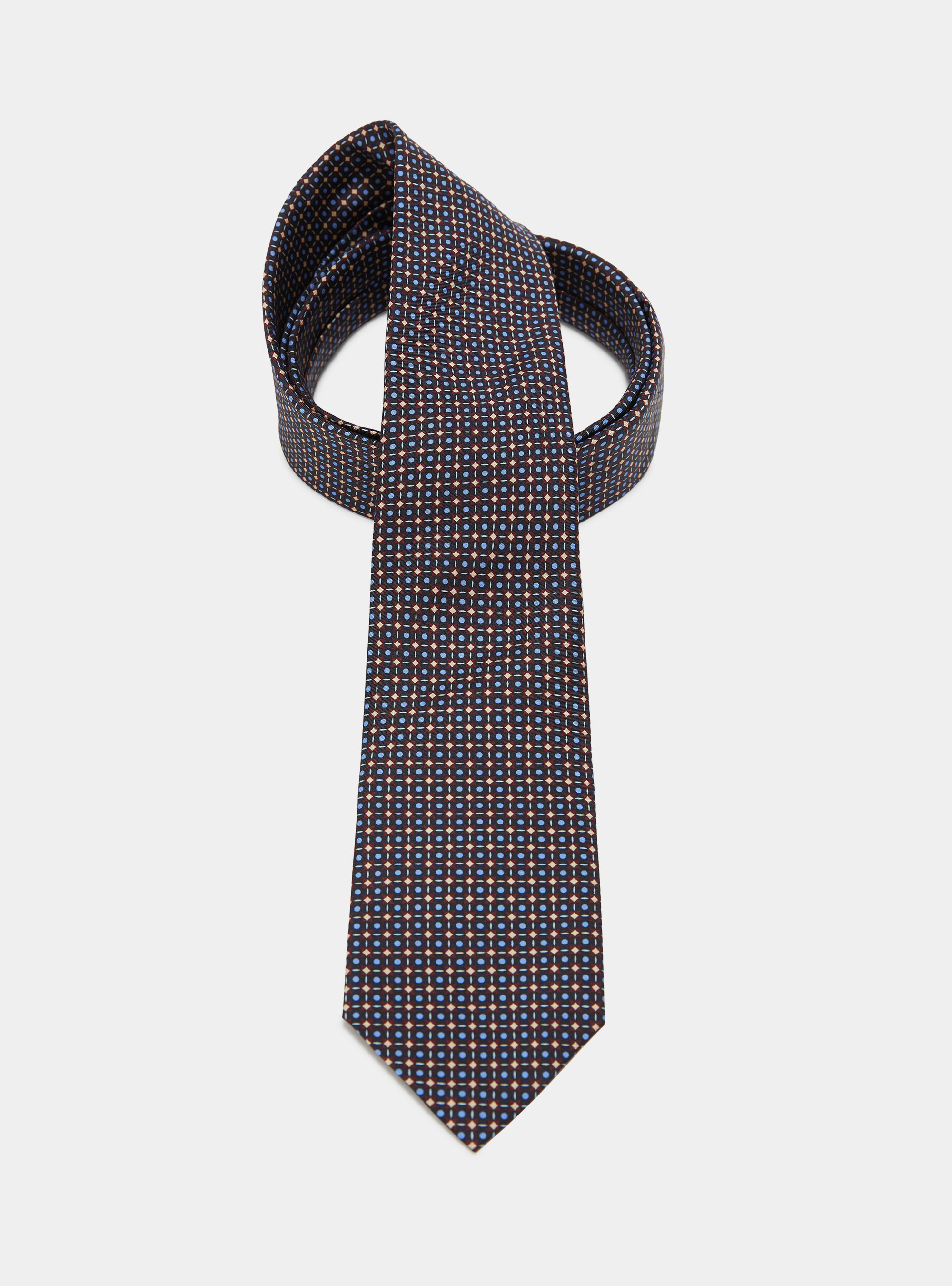 Micro pattern silk tie, NAVY BLUE