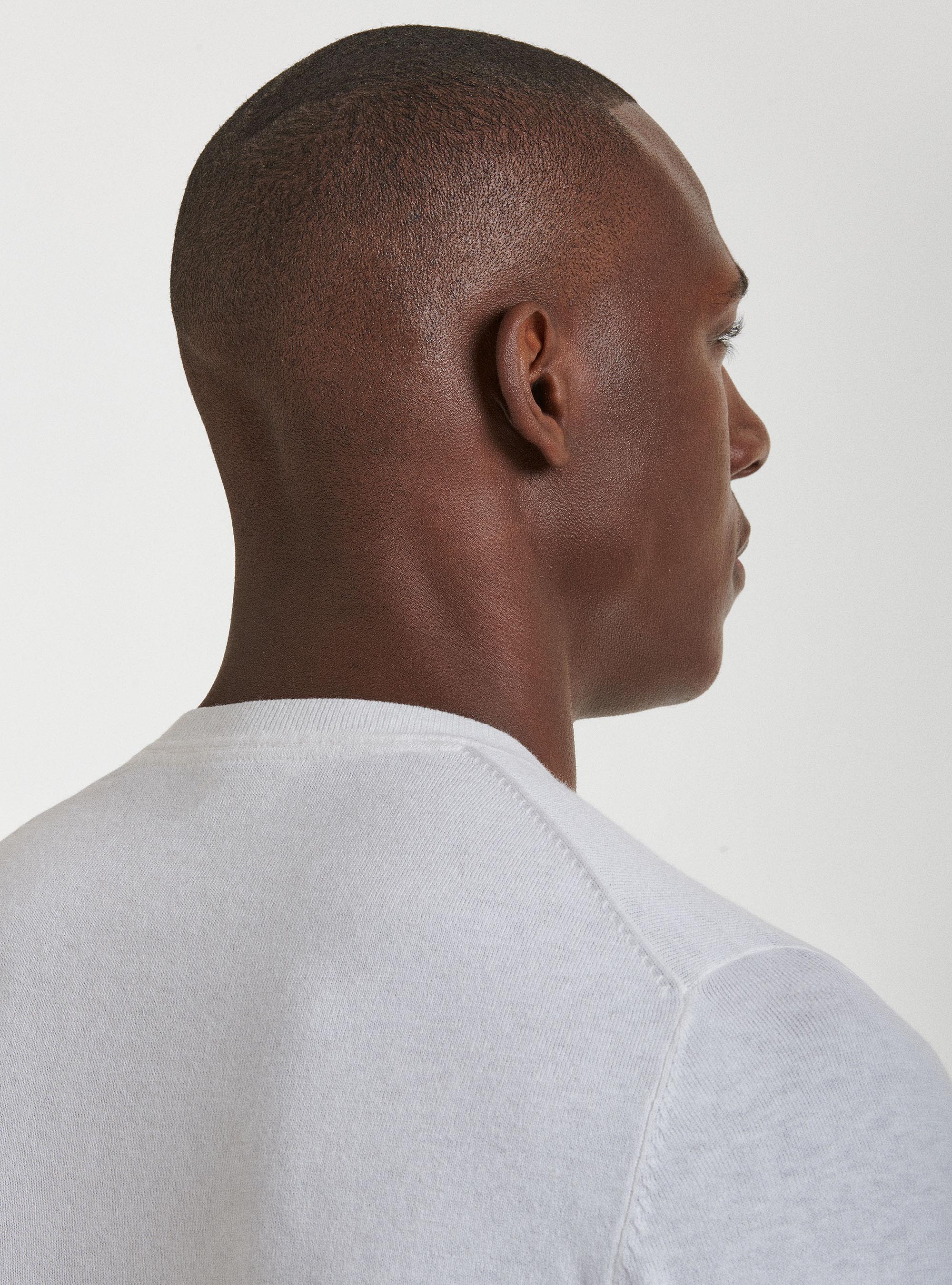 Maglia girocollo in cotone seta e cashmere, BIANCO