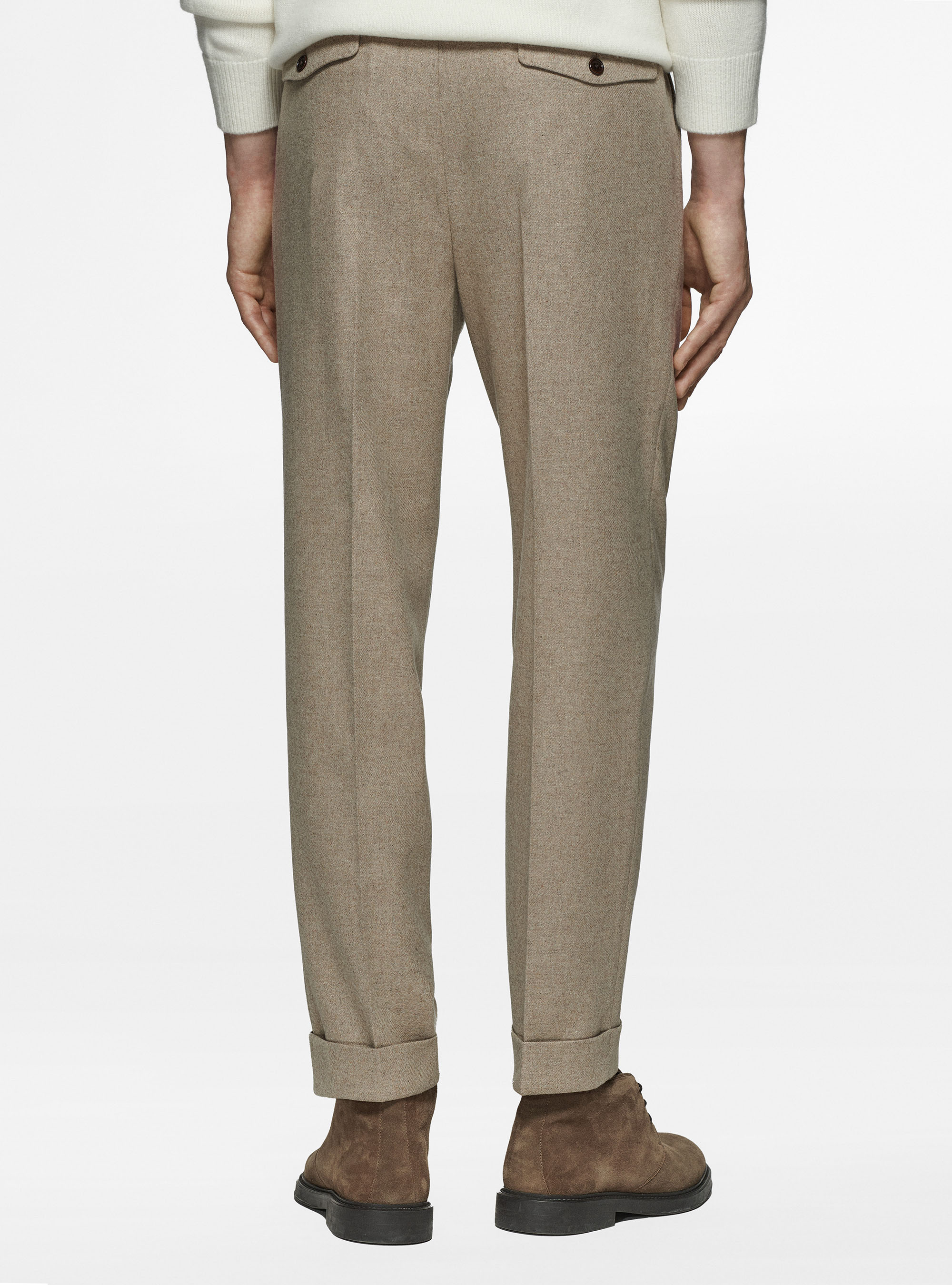 Pantaloni con pince in flanella Duemilagori, SABBIA