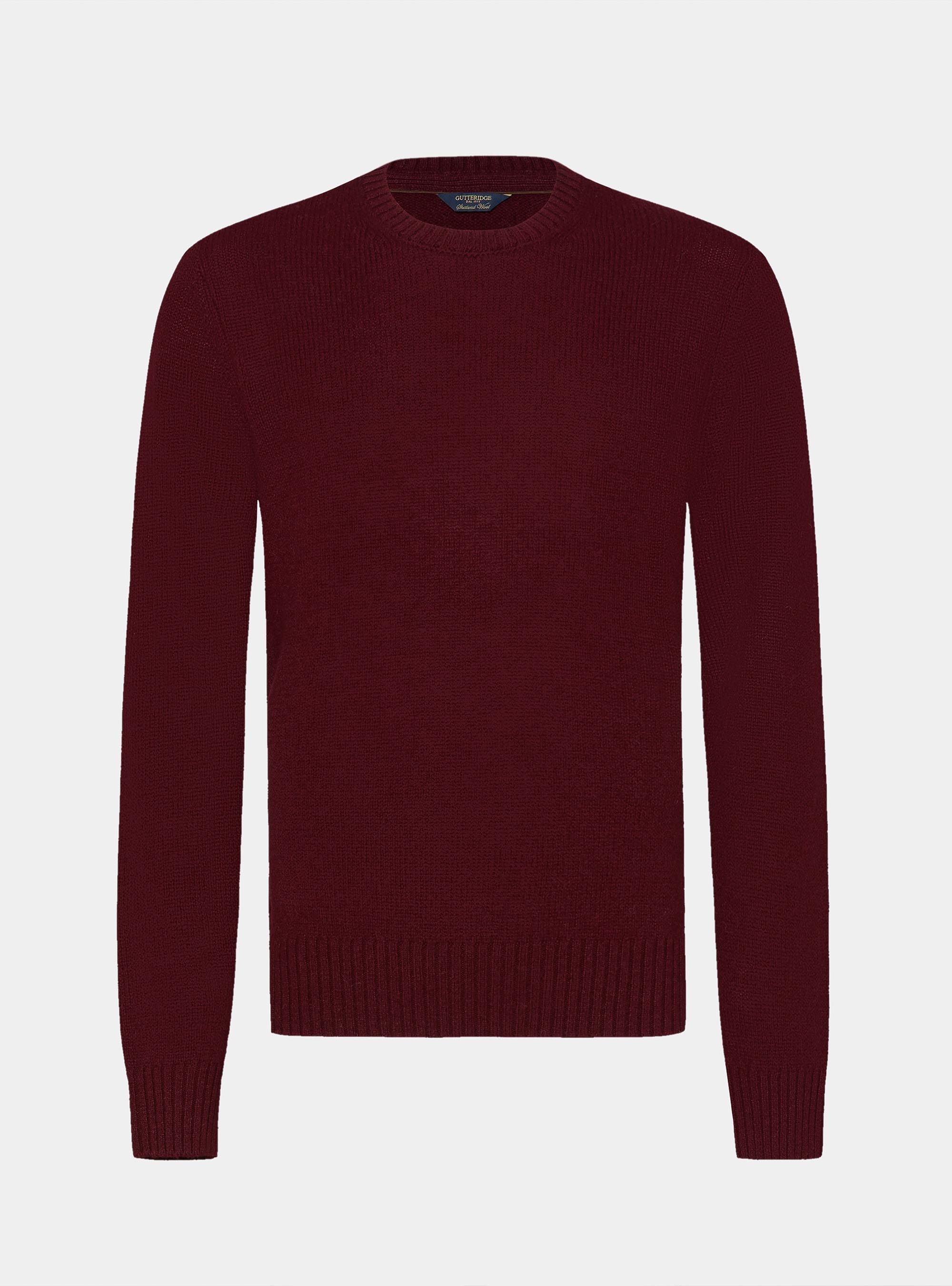 Pure Shetland wool crewneck sweater, BORDEAUX