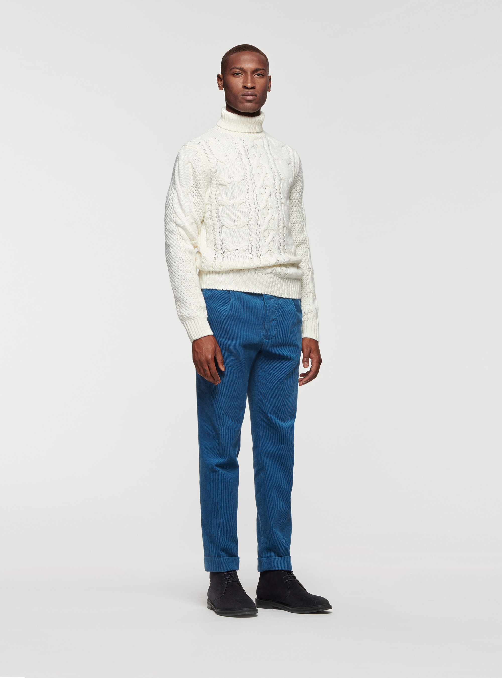 Pantaloni in velluto con pince, 0243C DENIM