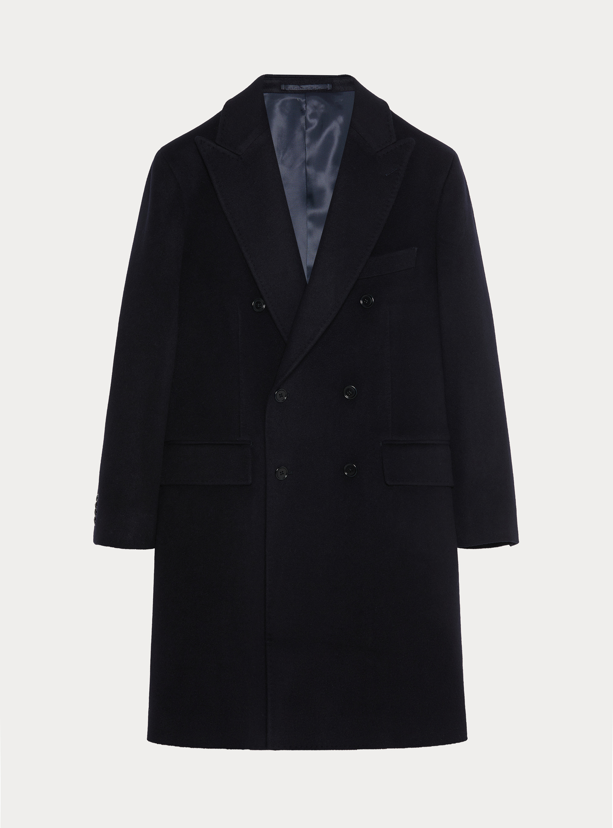 Double-breasted cashmere coat, NAVY BLUE