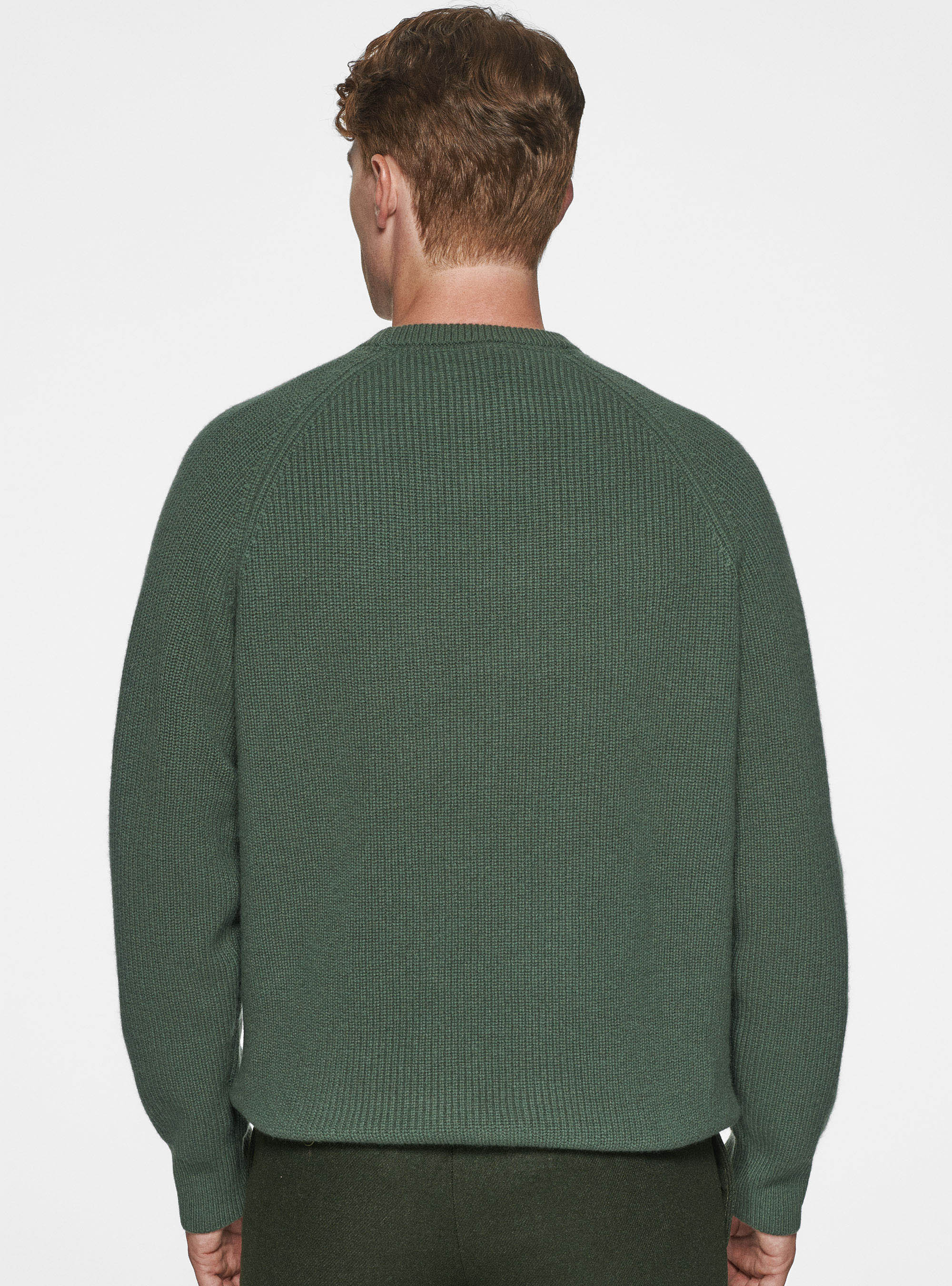 Maglia girocollo in lana merino costa perlata, MILITARE 0609C