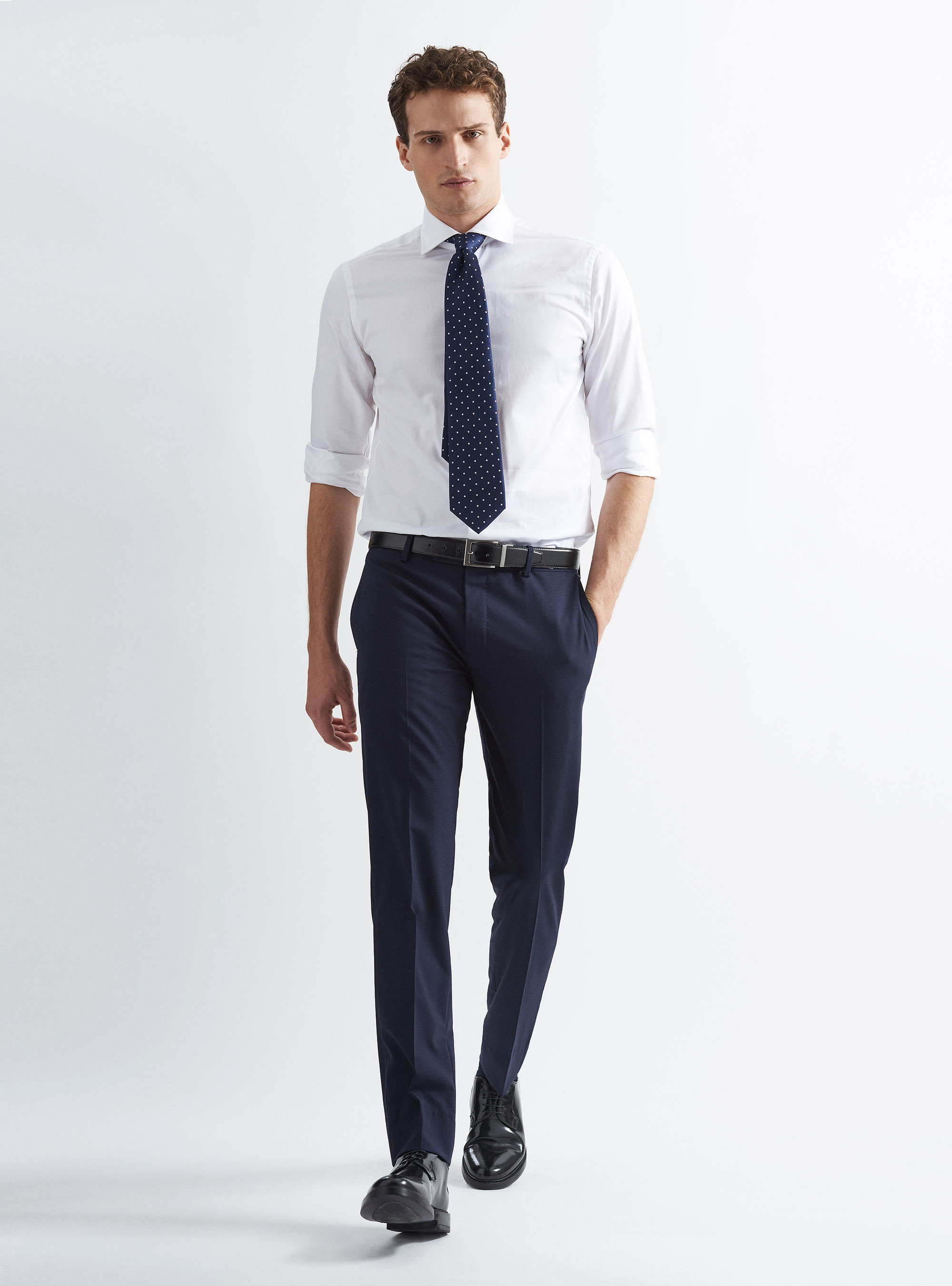 Pantaloni per abito in fresco lana, BLU NAVY